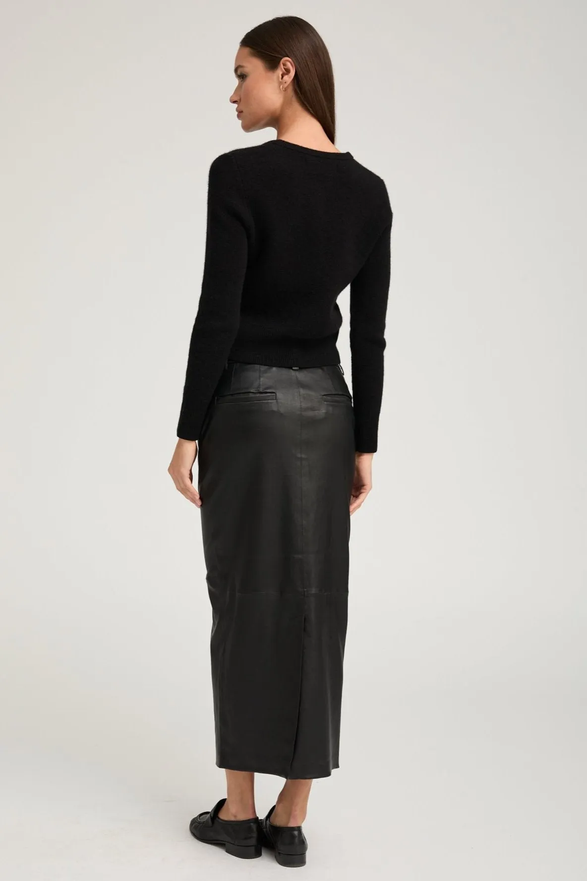 Black Leather Trouser Skirt Cashmere Touch Anti Pilling Treatment