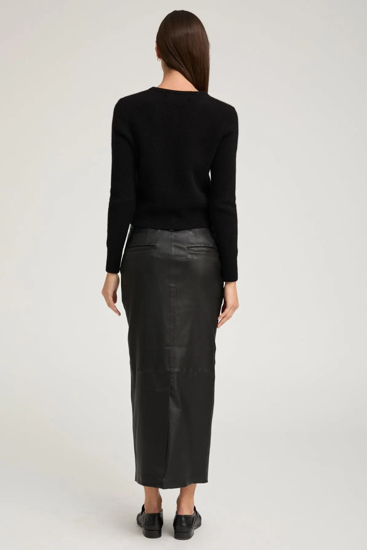 Tassel accents Black Leather Trouser Skirt