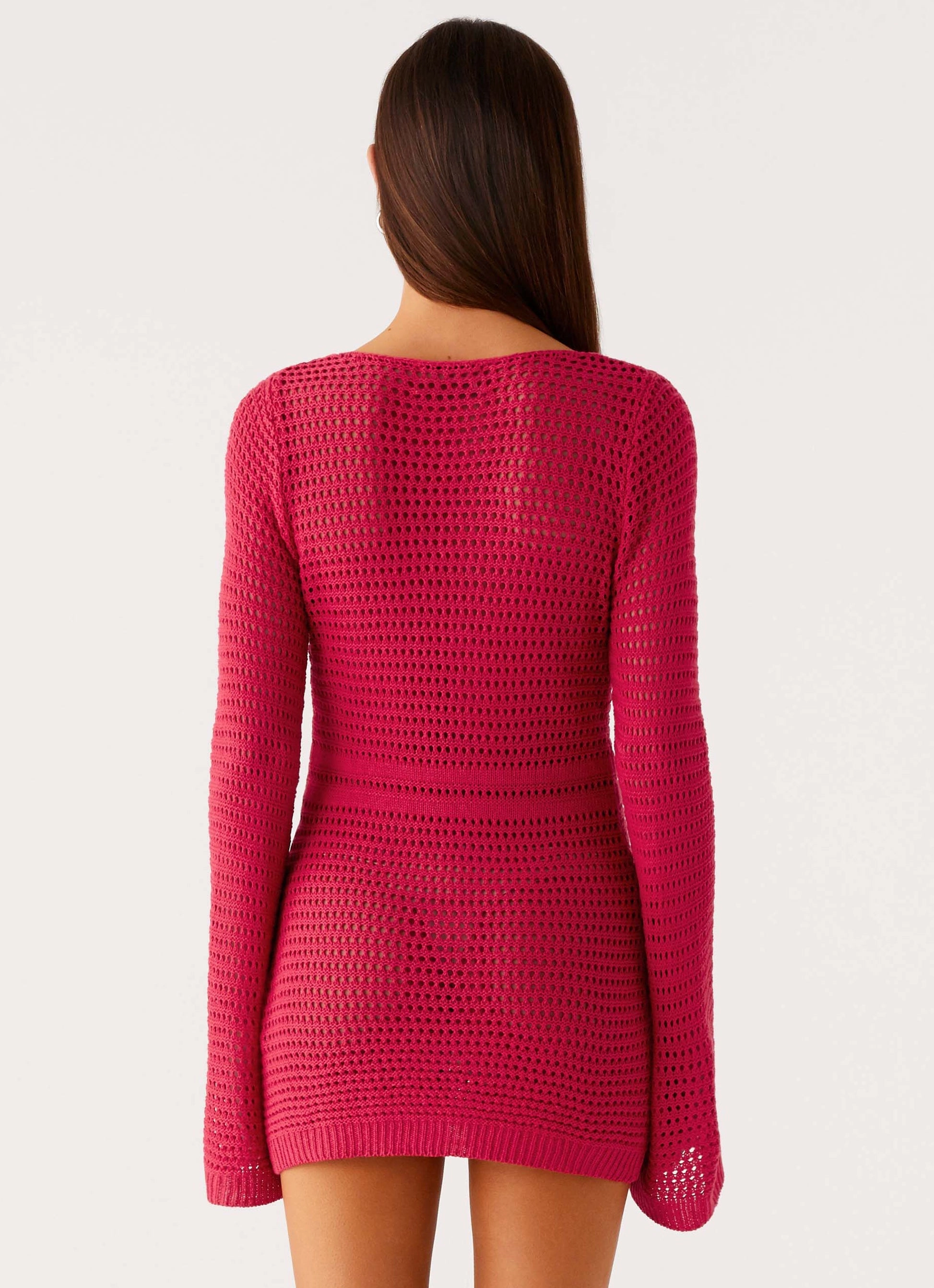 Sunriser Crochet Mini Dress - Pink