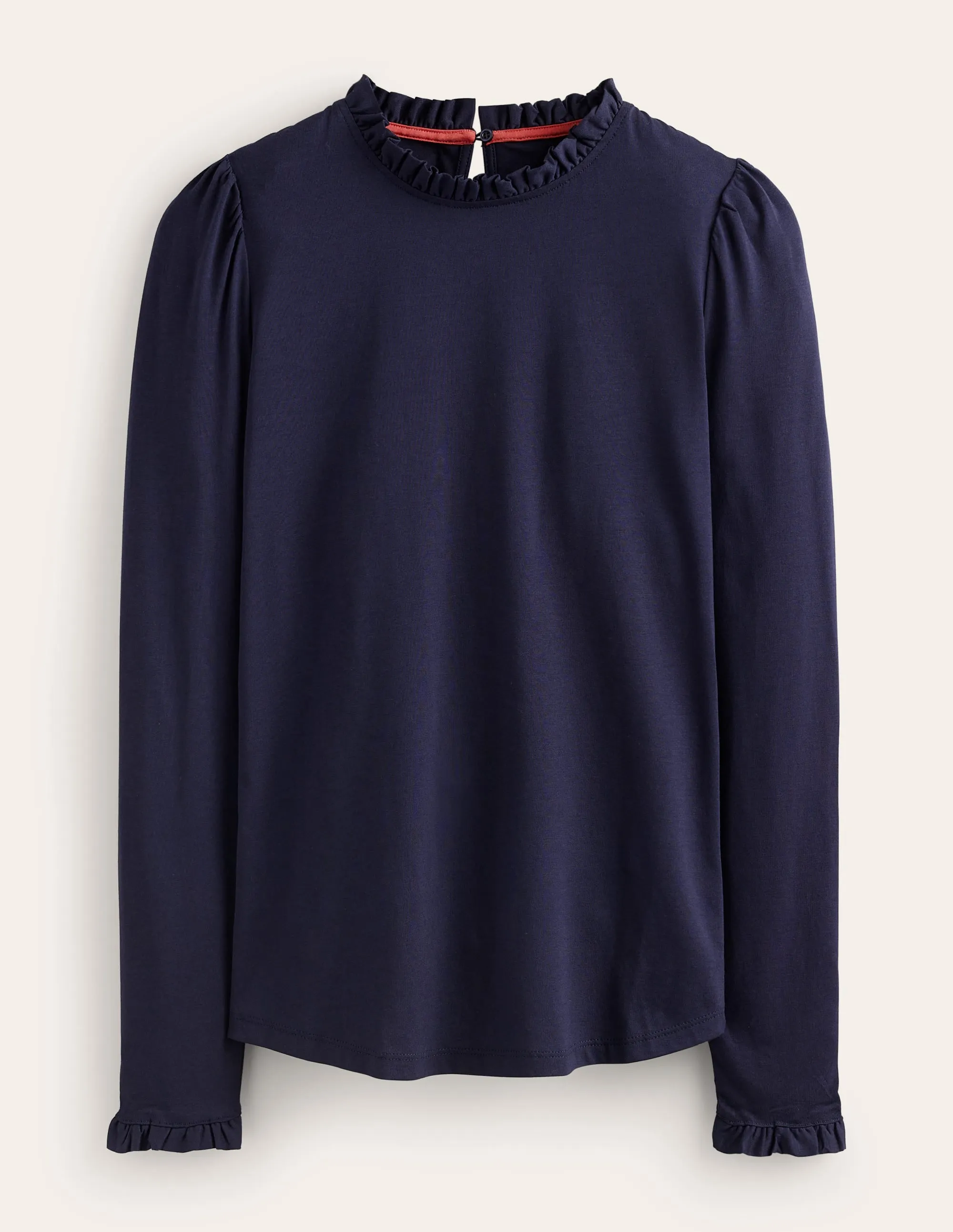 Supersoft Frill Detail Top-Navy Reflective accents