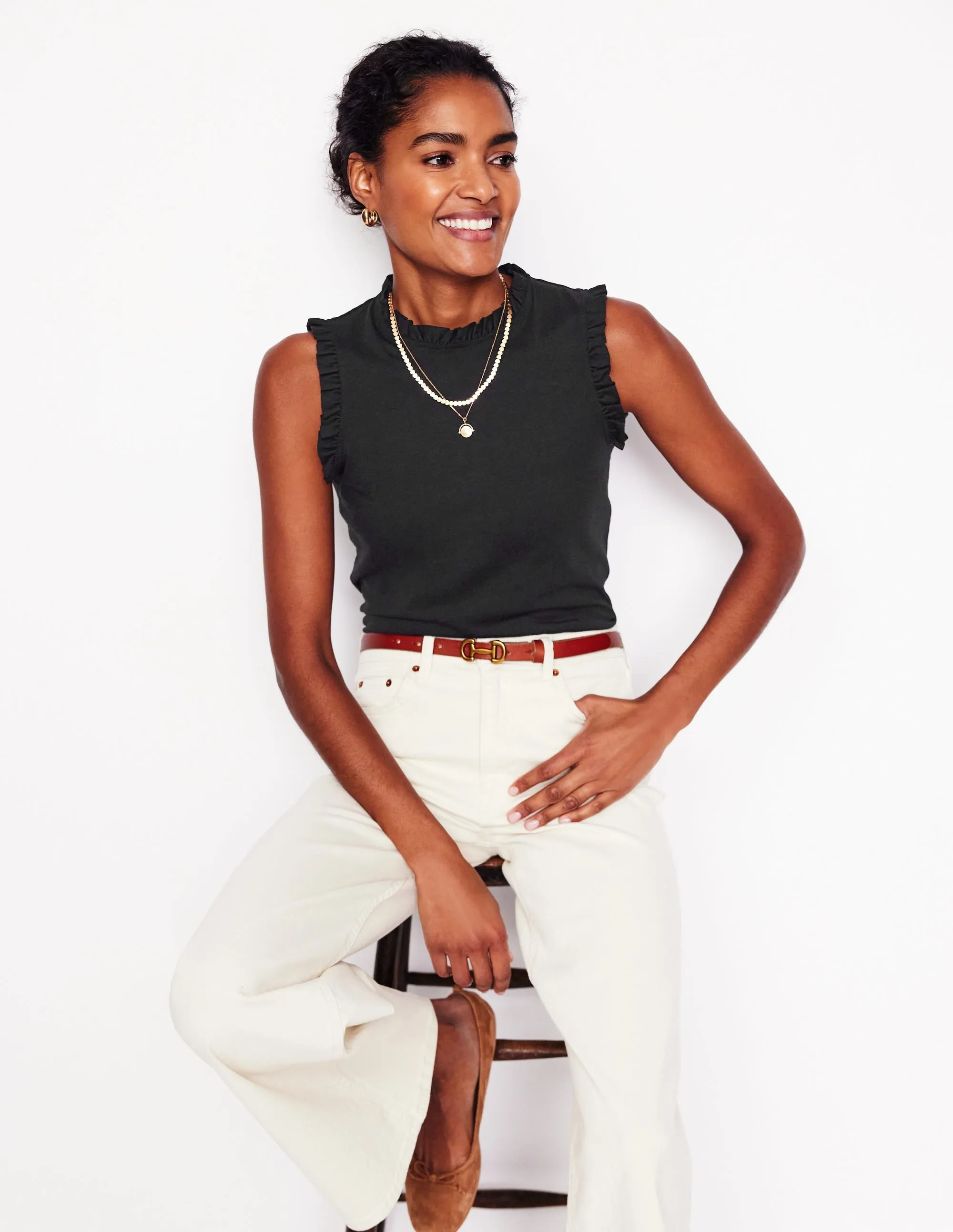 Supersoft Frill Detail Vest-Black BiodegradableFabric Reversible design