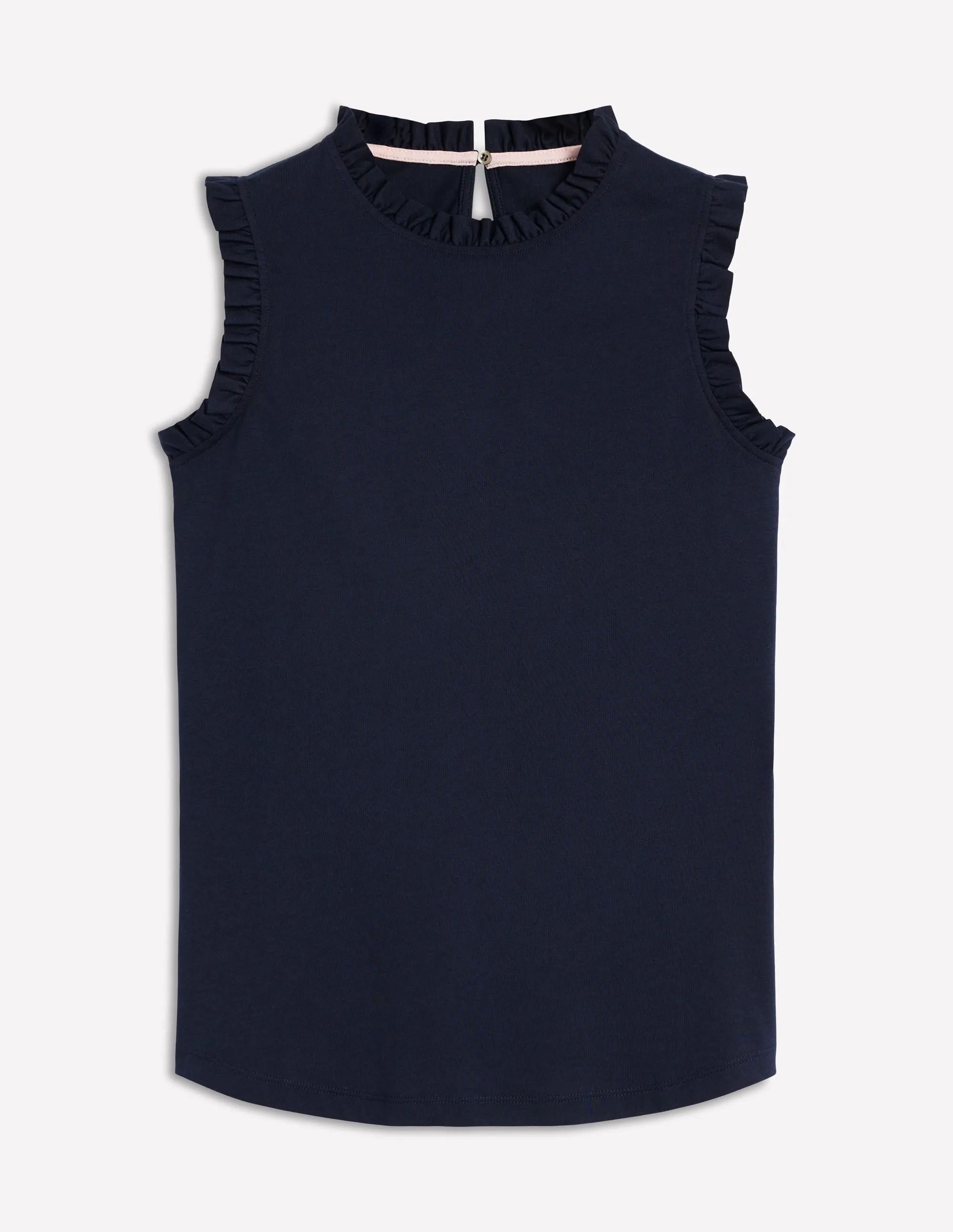 Supersoft Frill Detail Vest-Navy ReinforcedStitching