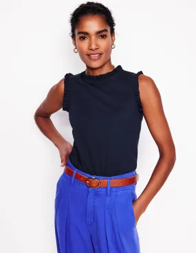 Supersoft Frill Detail Vest-Navy Hypoallergenic Inner Layer