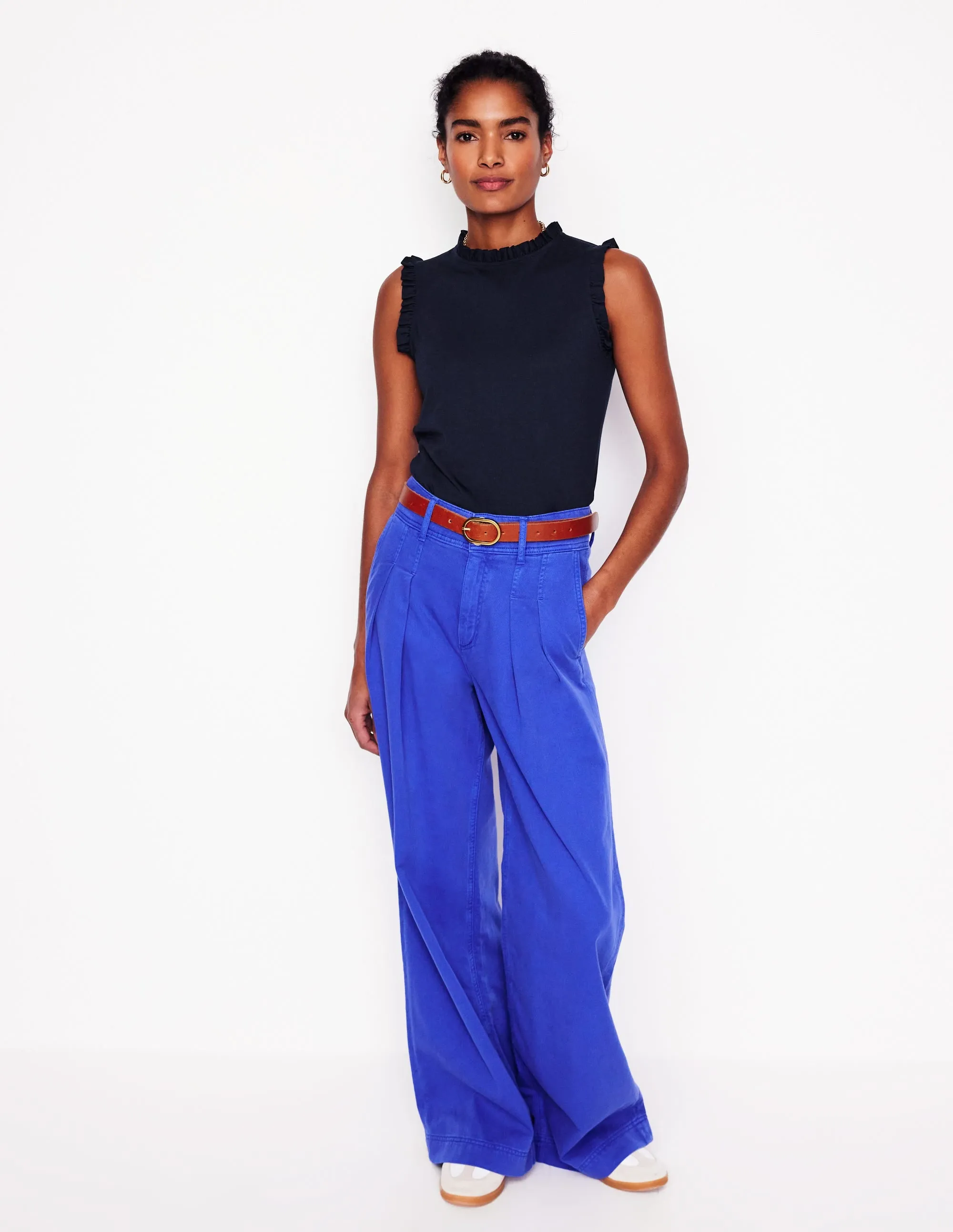 Multipurpose Layering Piece ZipClosure Supersoft Frill Detail Vest-Navy