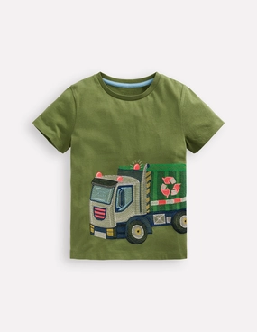 Four Way Stretch Superstitch T-Shirt-Safari Green Recycling Truck