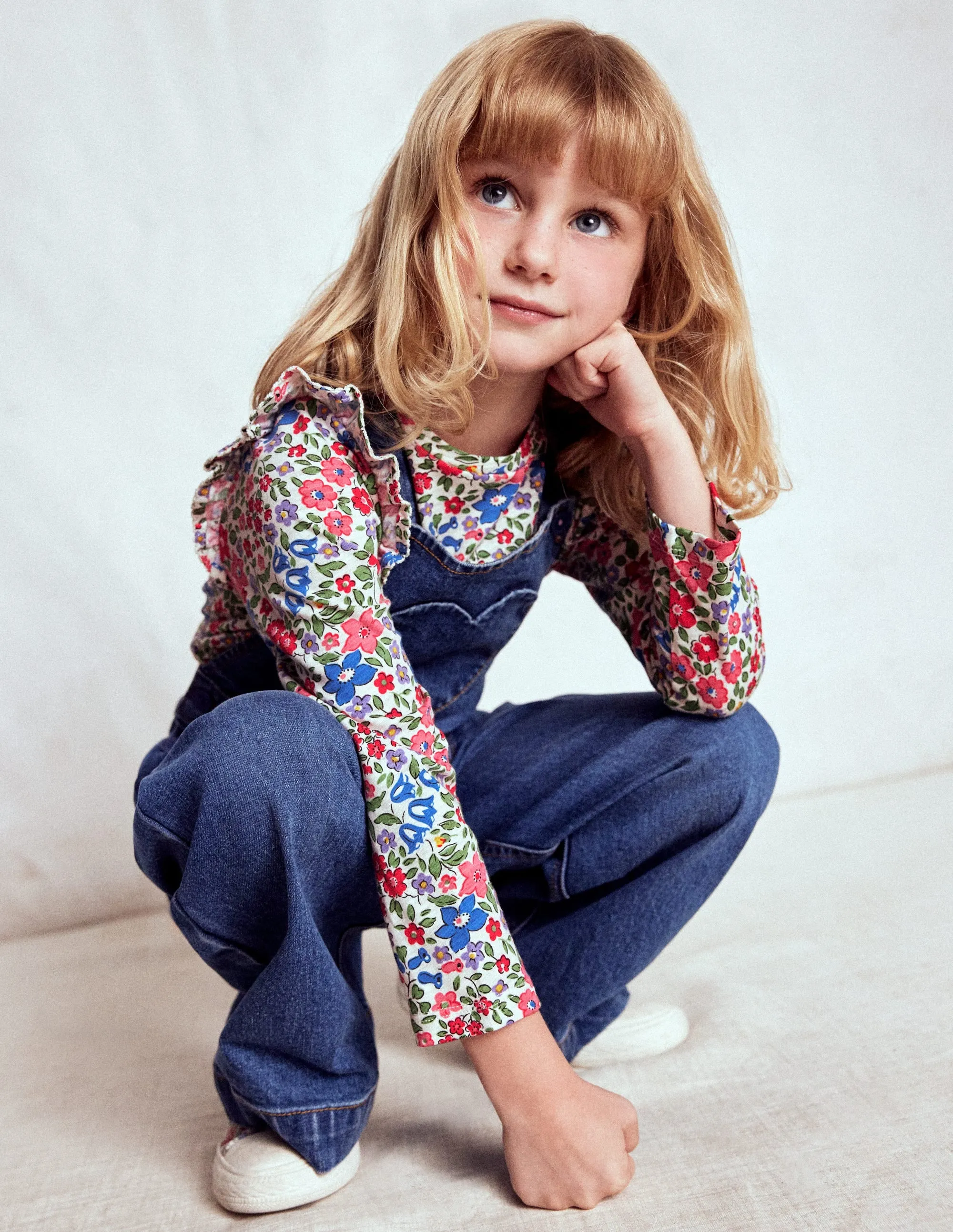 Cozy Touch Floral Print Frill Sleeve Slub Top-Rose Pink Flowerbed