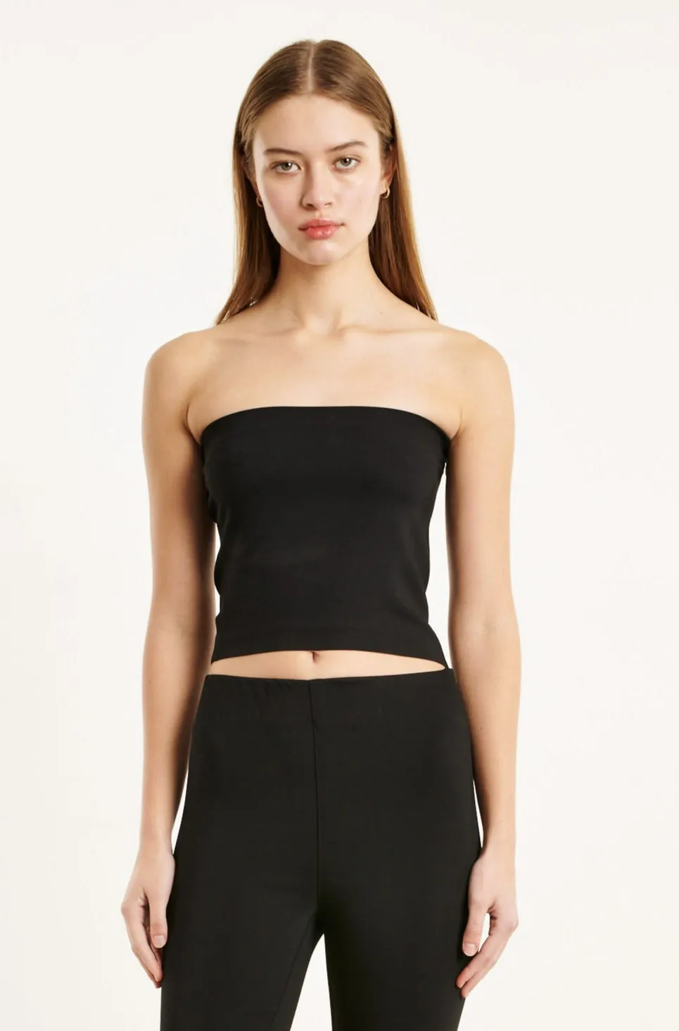 AbrasionResistant Fabric High Collar Option Black Crepe Tube Top
