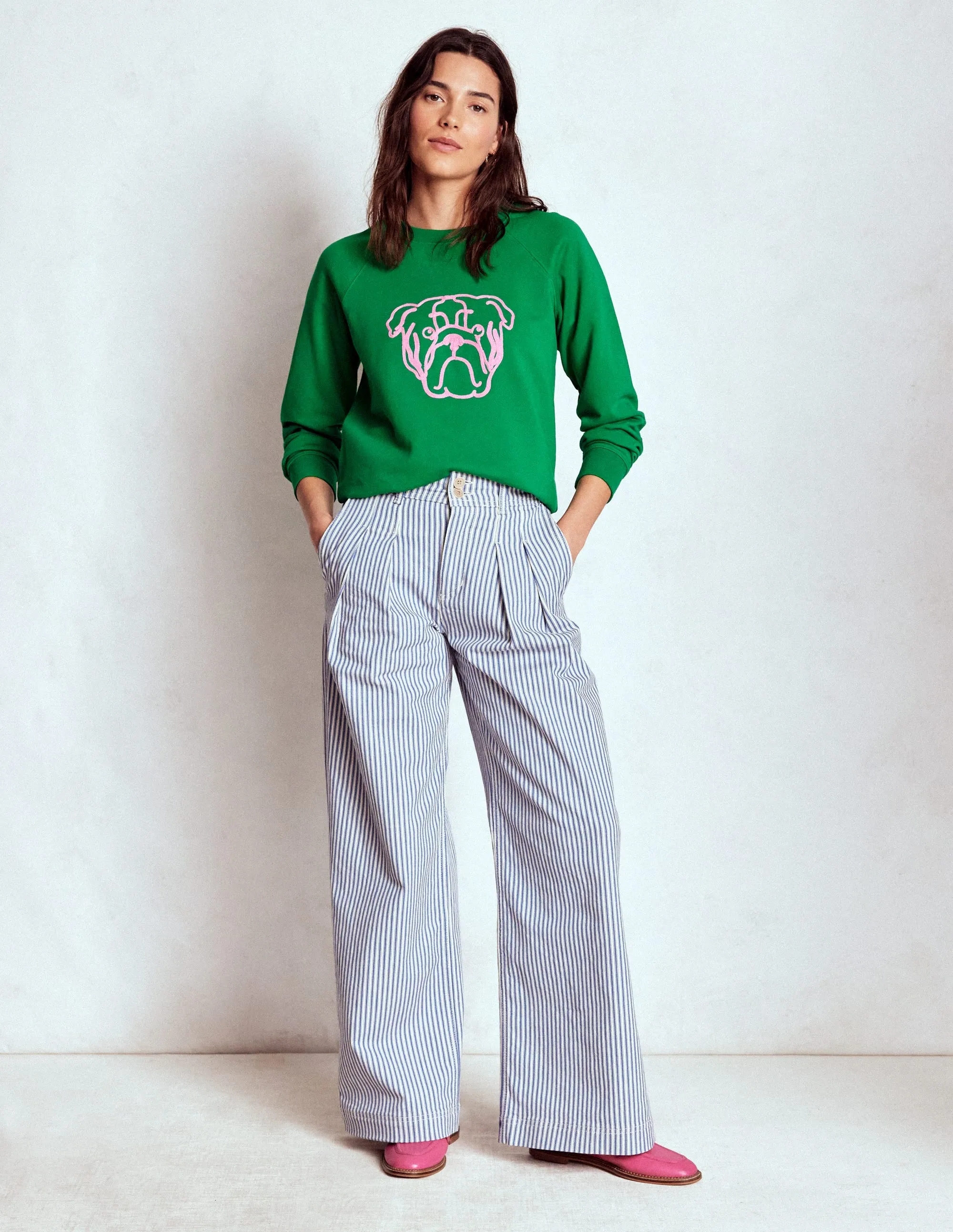 Quick Dry Fabric Adjustable Cuff System Rosa Embroidered Sweatshirt-Grumpy Dog