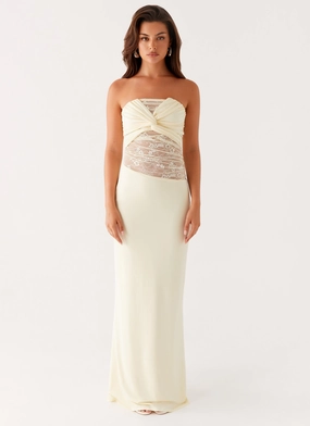 Sweet Energy Strapless Maxi Dress - Yellow