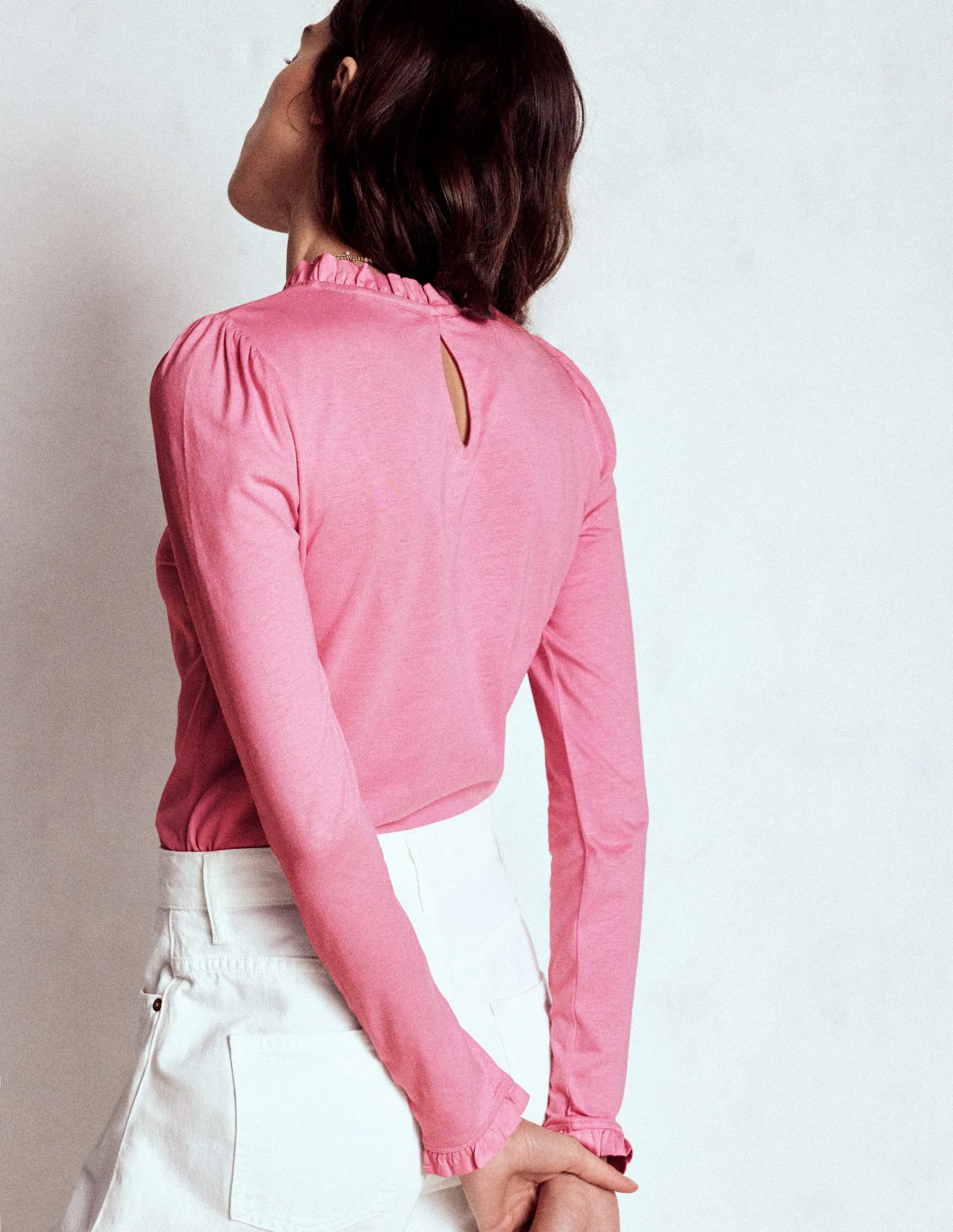 Supersoft Frill Detail Top-Formica Pink EcoCertified Material