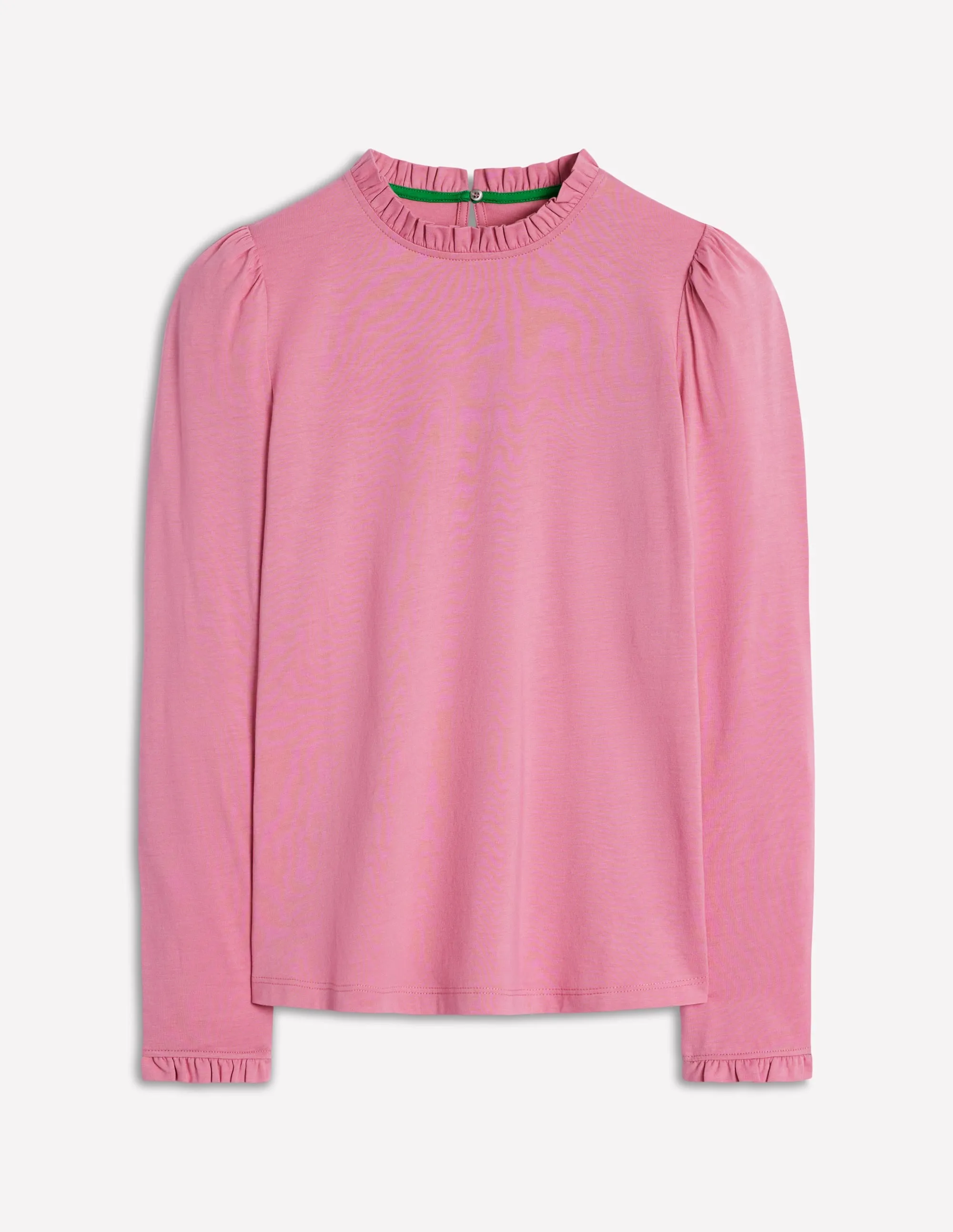 Supersoft Frill Detail Top-Formica Pink Breathable Design LatticeKnit