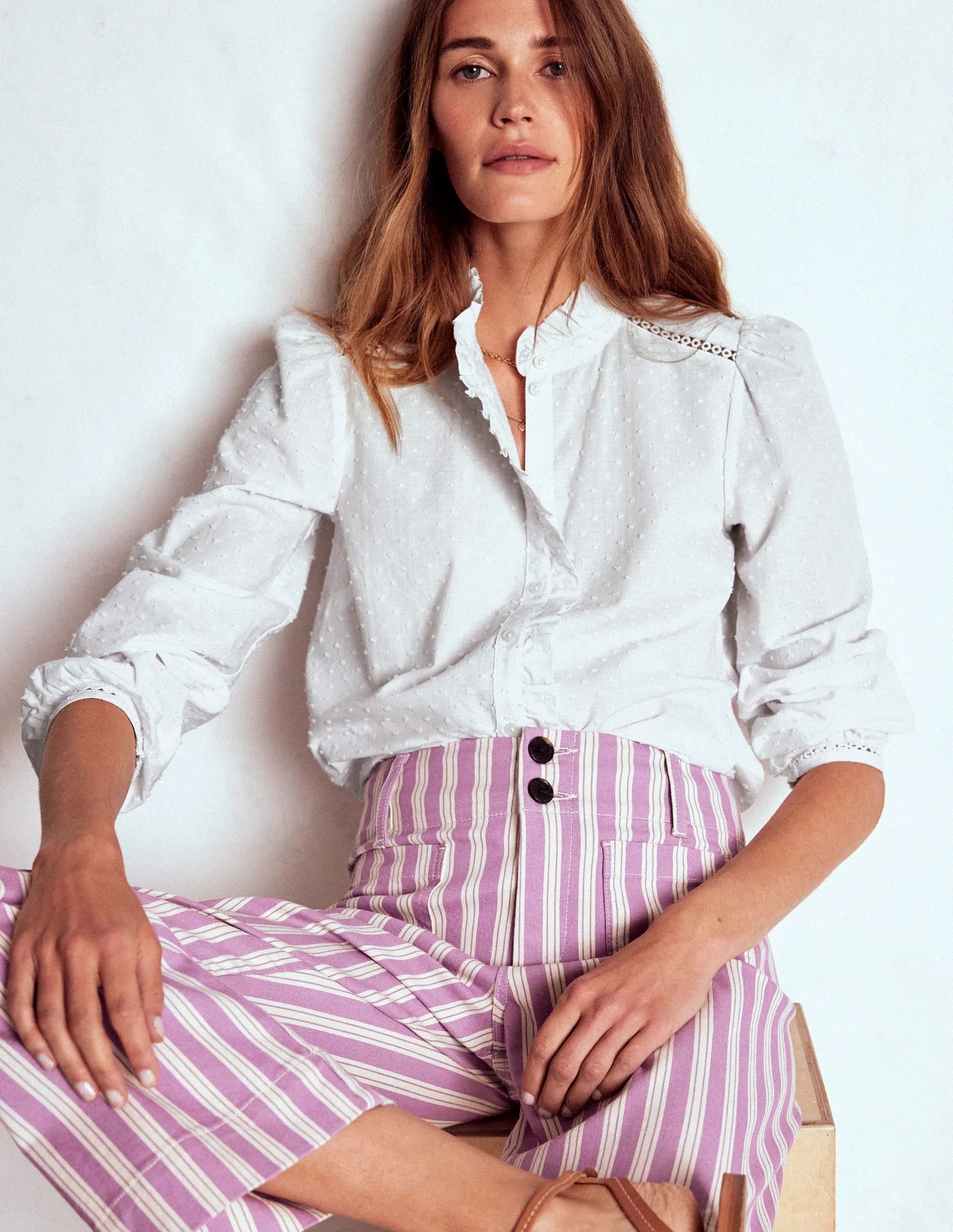 OdorResistant Technology casual top Helena Cotton Dobby Top-White