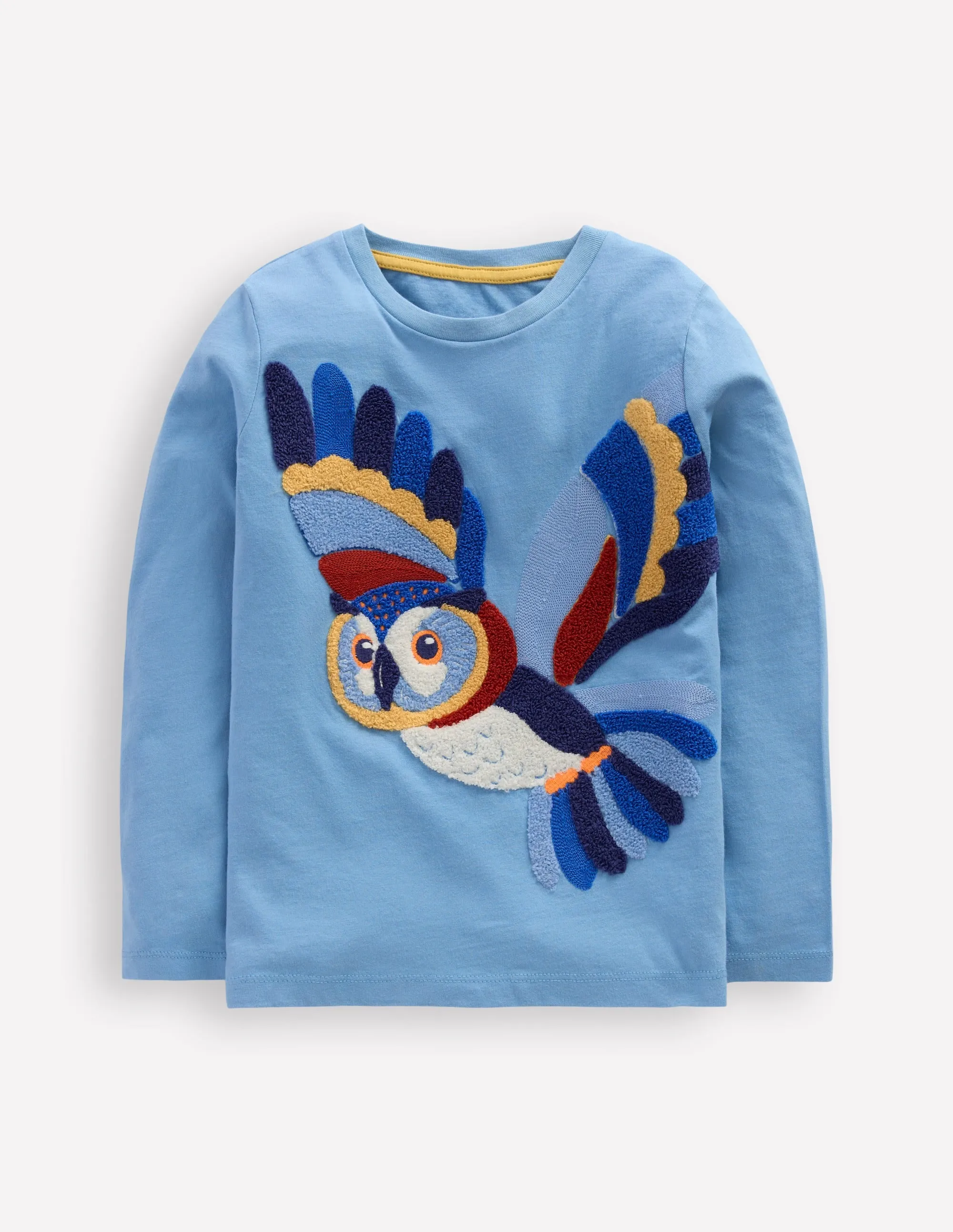 TaglessLabel Cozy Wear Long Sleeve Boucl T-shirt-Seamist Blue Owl