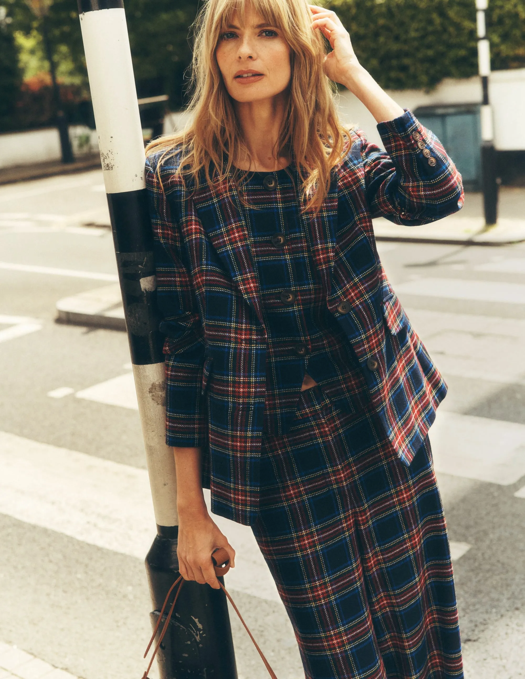 ElasticCuffs Tailored Check Waistcoat-Navy, Green and Red Check