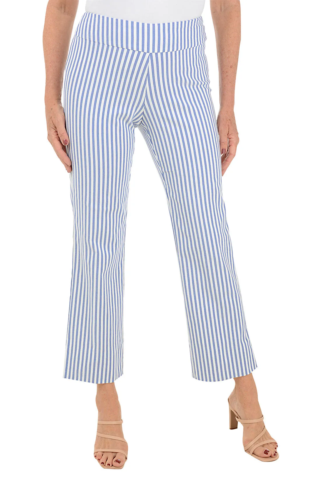 Blue Stripe Flared Ankle Pant LowProfileWaistband