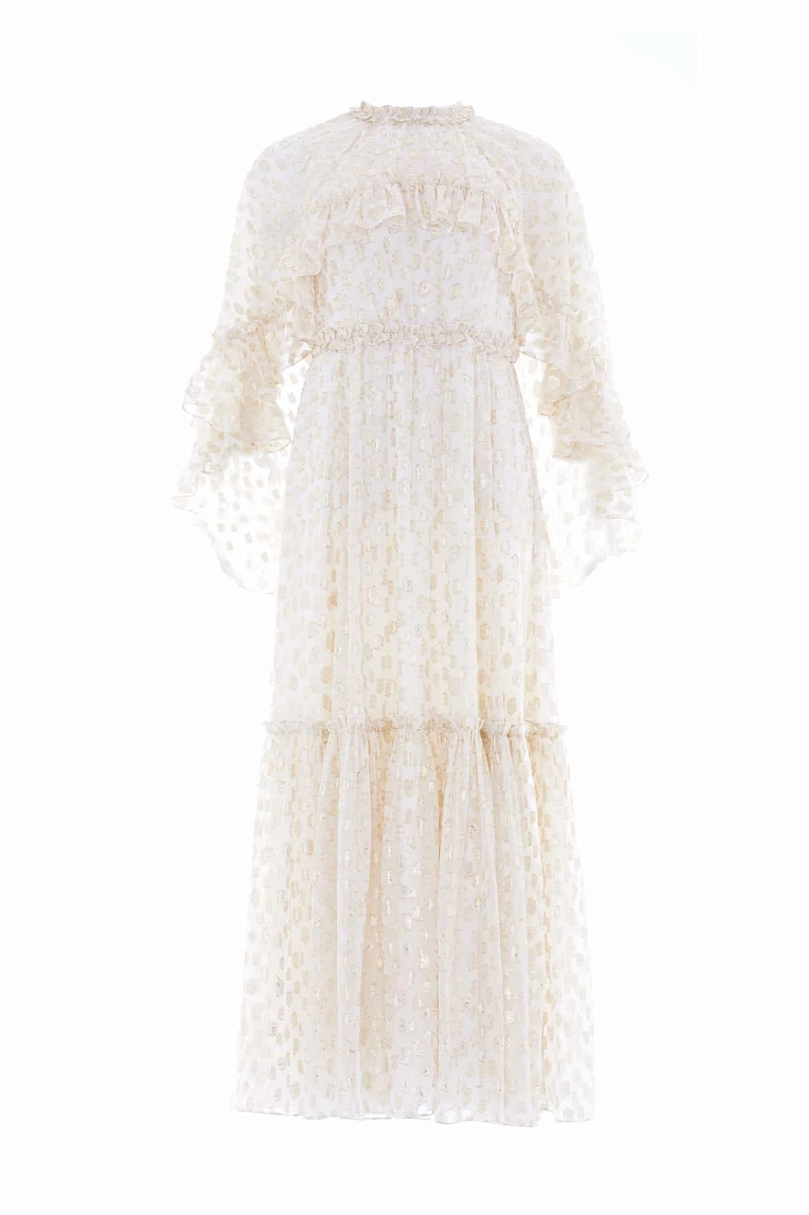 Harper Lurex Cape Ankle Gown Flowing Layers