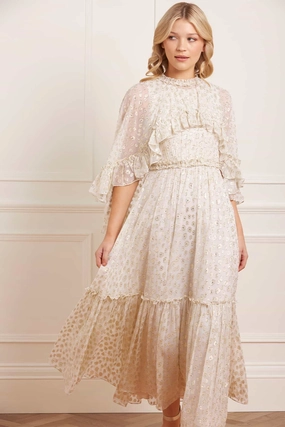 Casual Comfort Night Vibes Harper Lurex Cape Ankle Gown