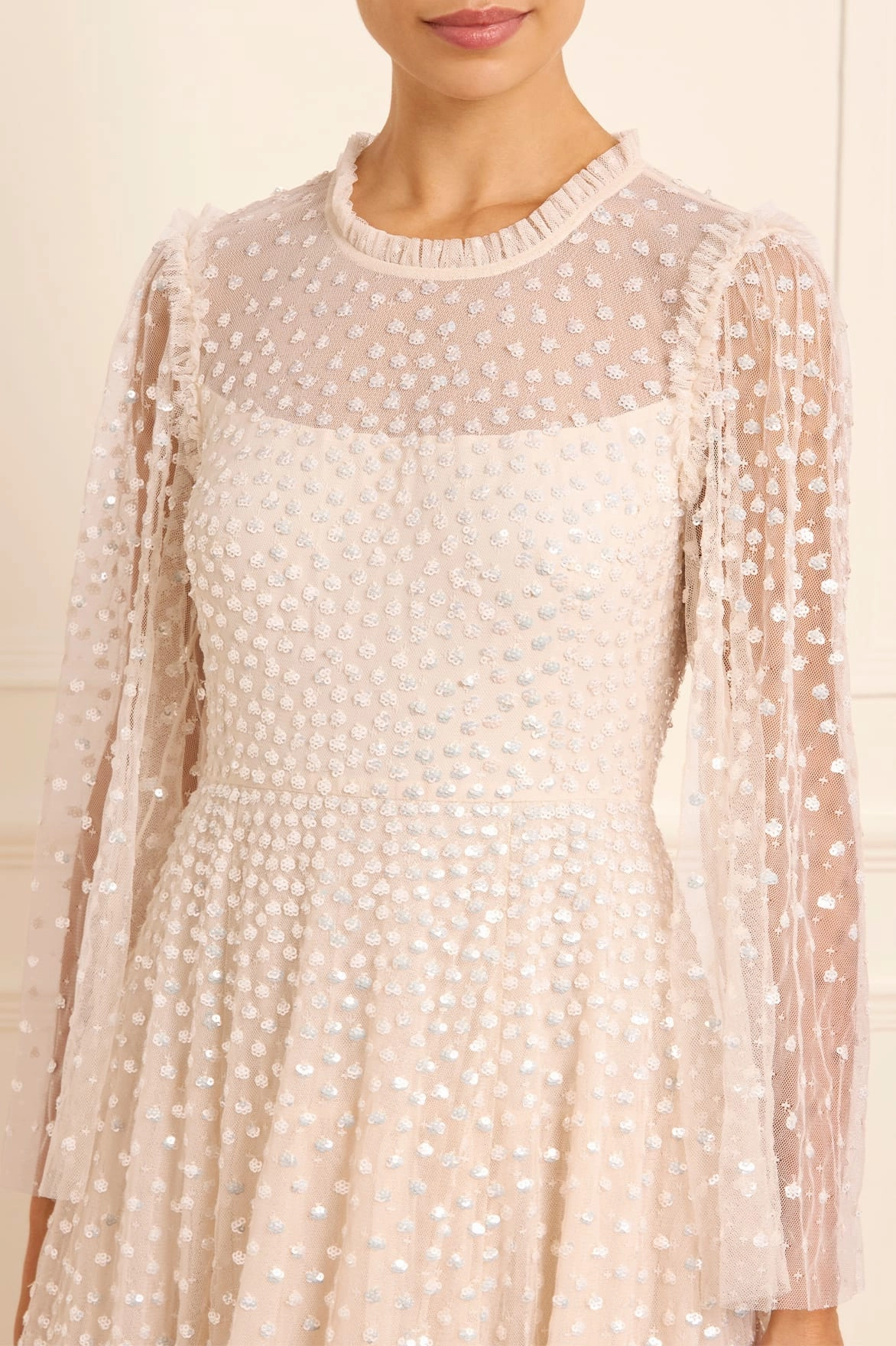 Scatter Dot Round Neck Ankle Gown Classic Grace