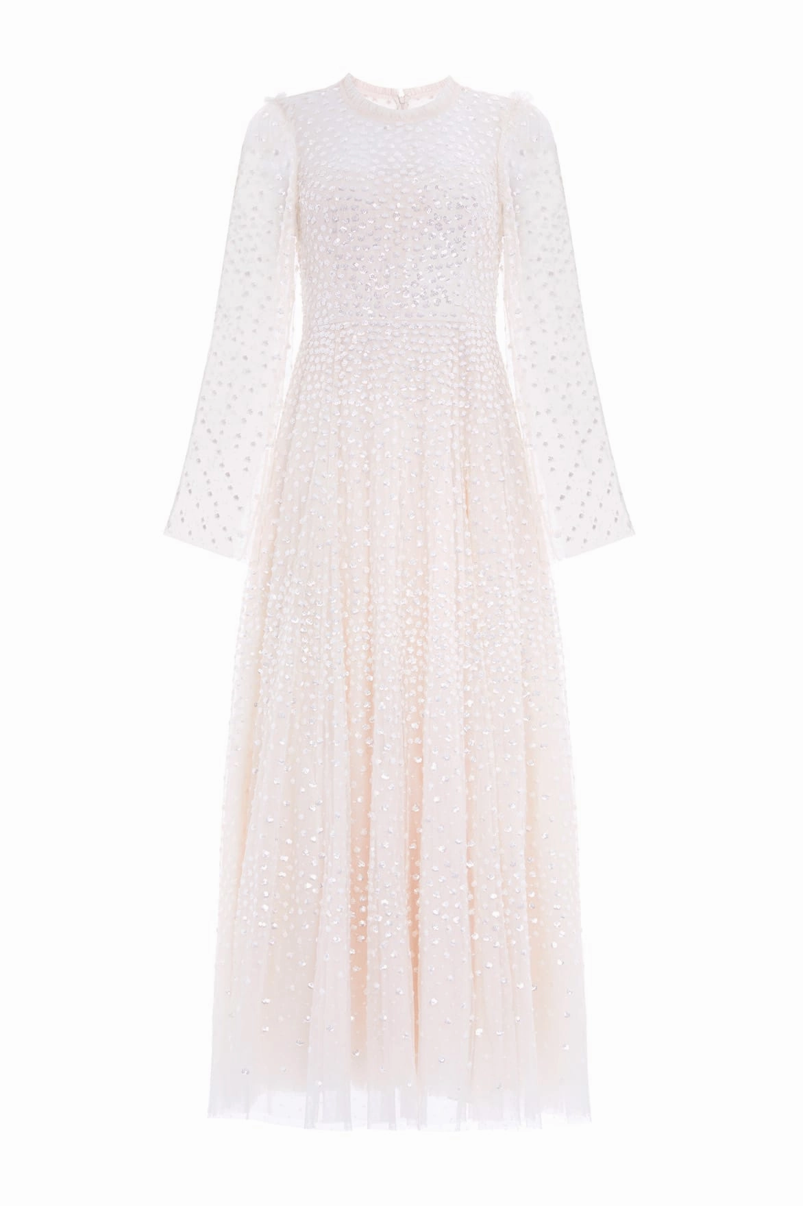 Bold Pattern Trendy Style Scatter Dot Round Neck Ankle Gown