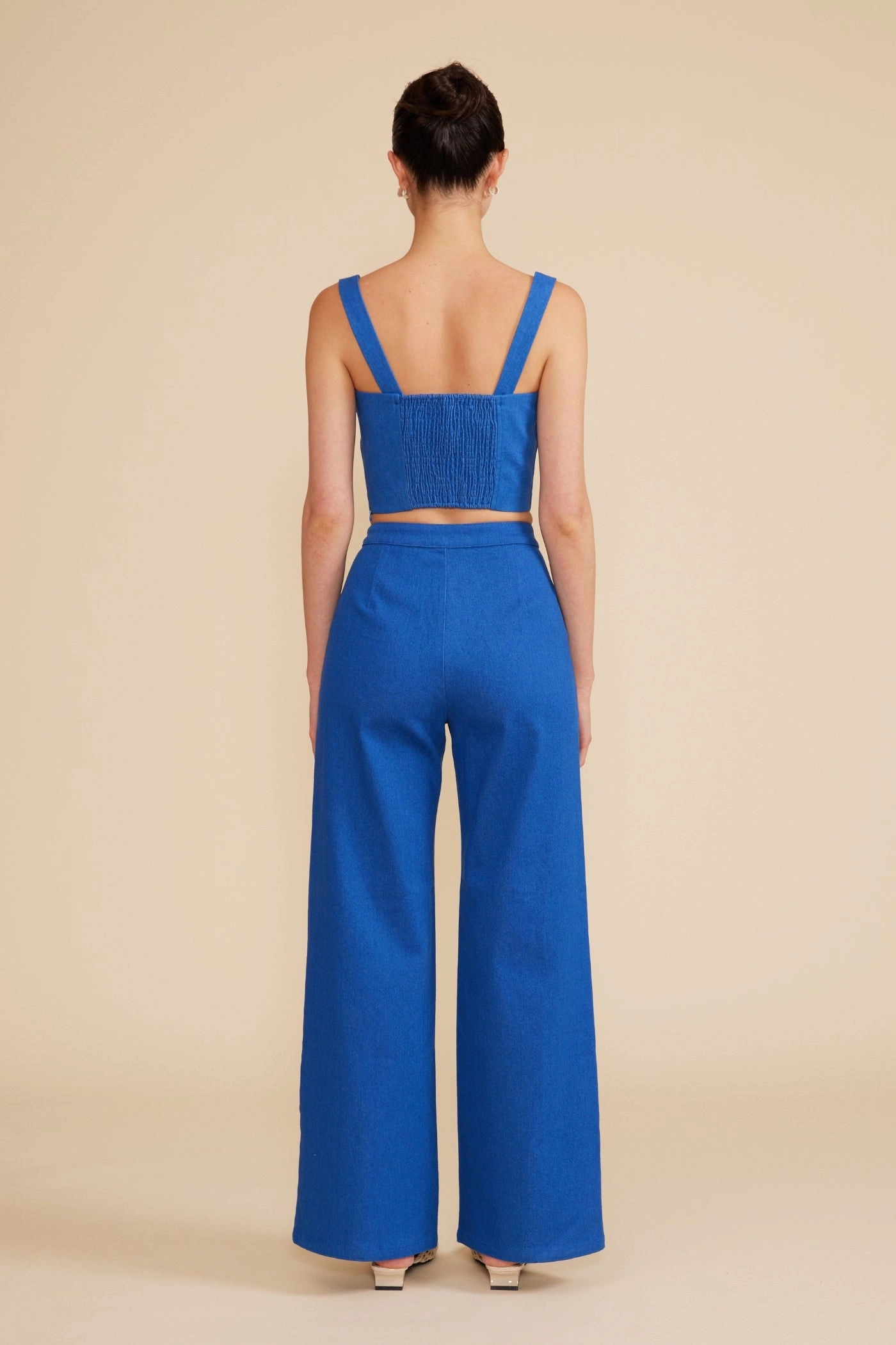 RENNA WIDE LEG BLUE PANTS Sweat Resistant Stretch Fit Wear