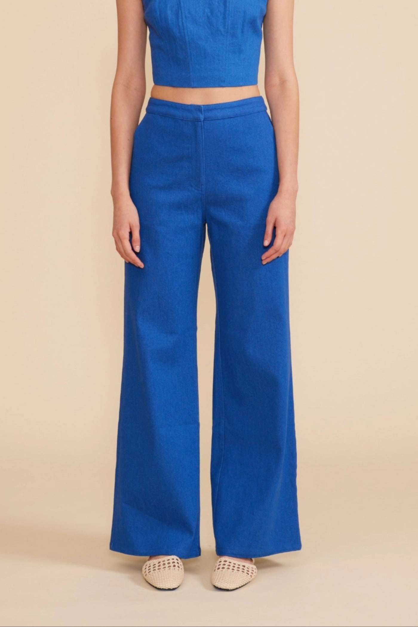 RENNA WIDE LEG BLUE PANTS Casual Active Practical Style