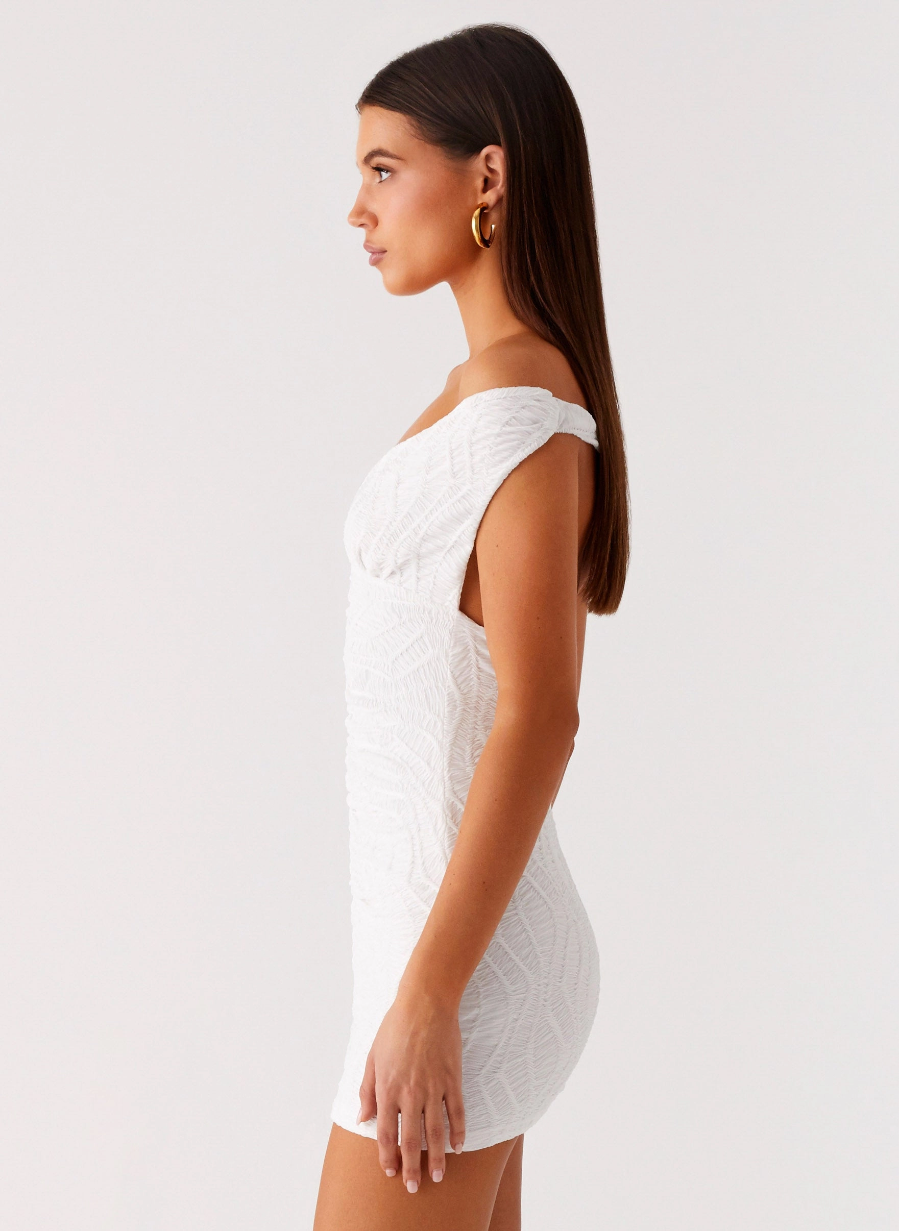 Takoda Off Shoulder Mini Dress - White