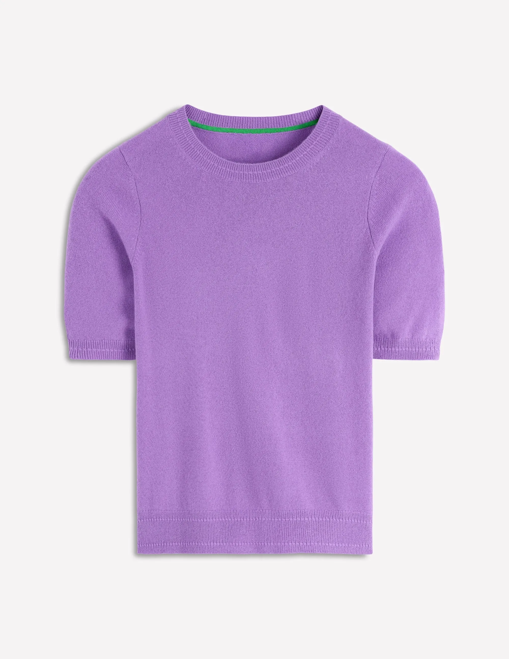 Eva Cashmere T-Shirt-Purple Topaz Chill Proof Ribbed Hem Detail