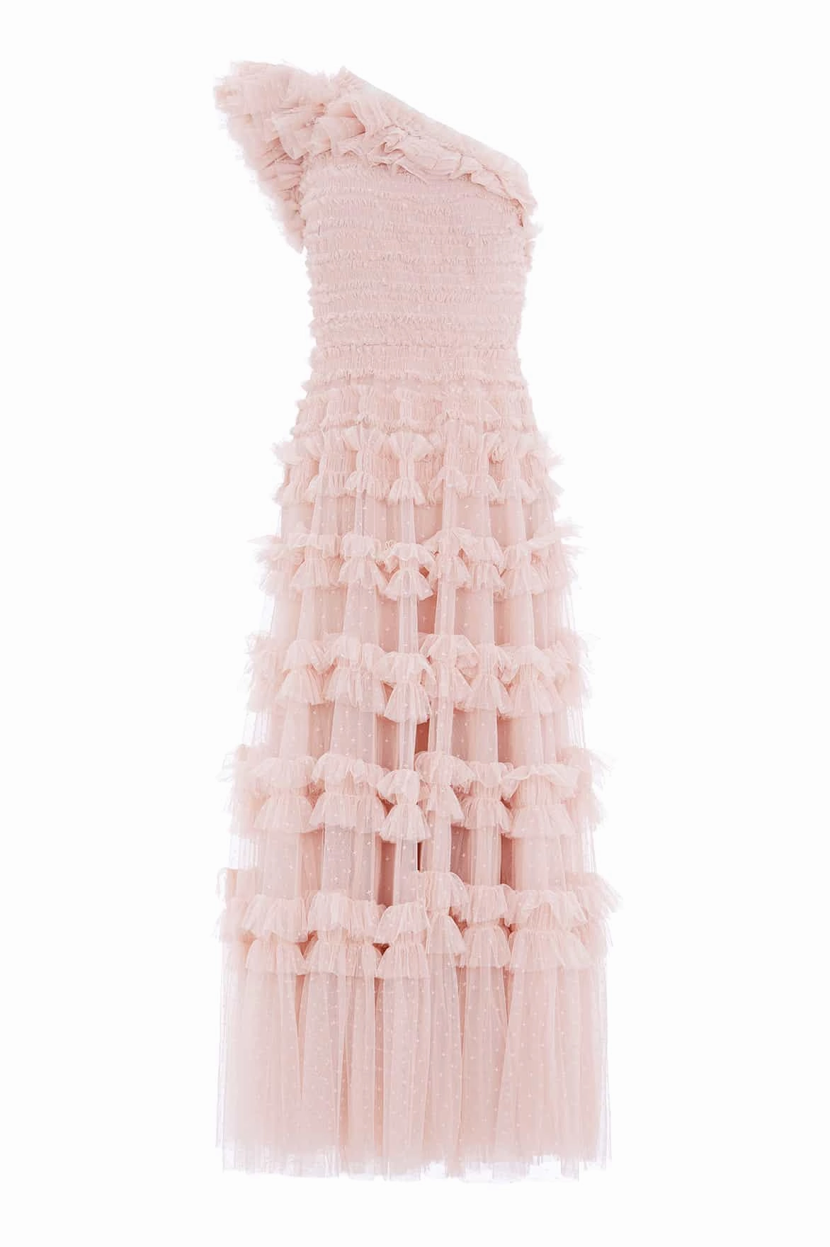 Back Detail Lisette Ruffle One-Shoulder Gown