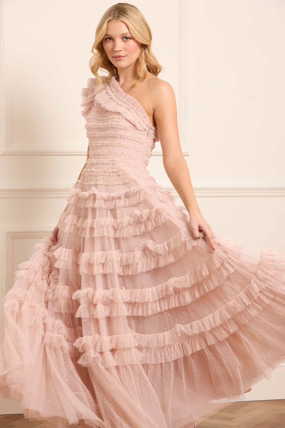 Polished Look Bright Feel Lisette Ruffle One-Shoulder Gown