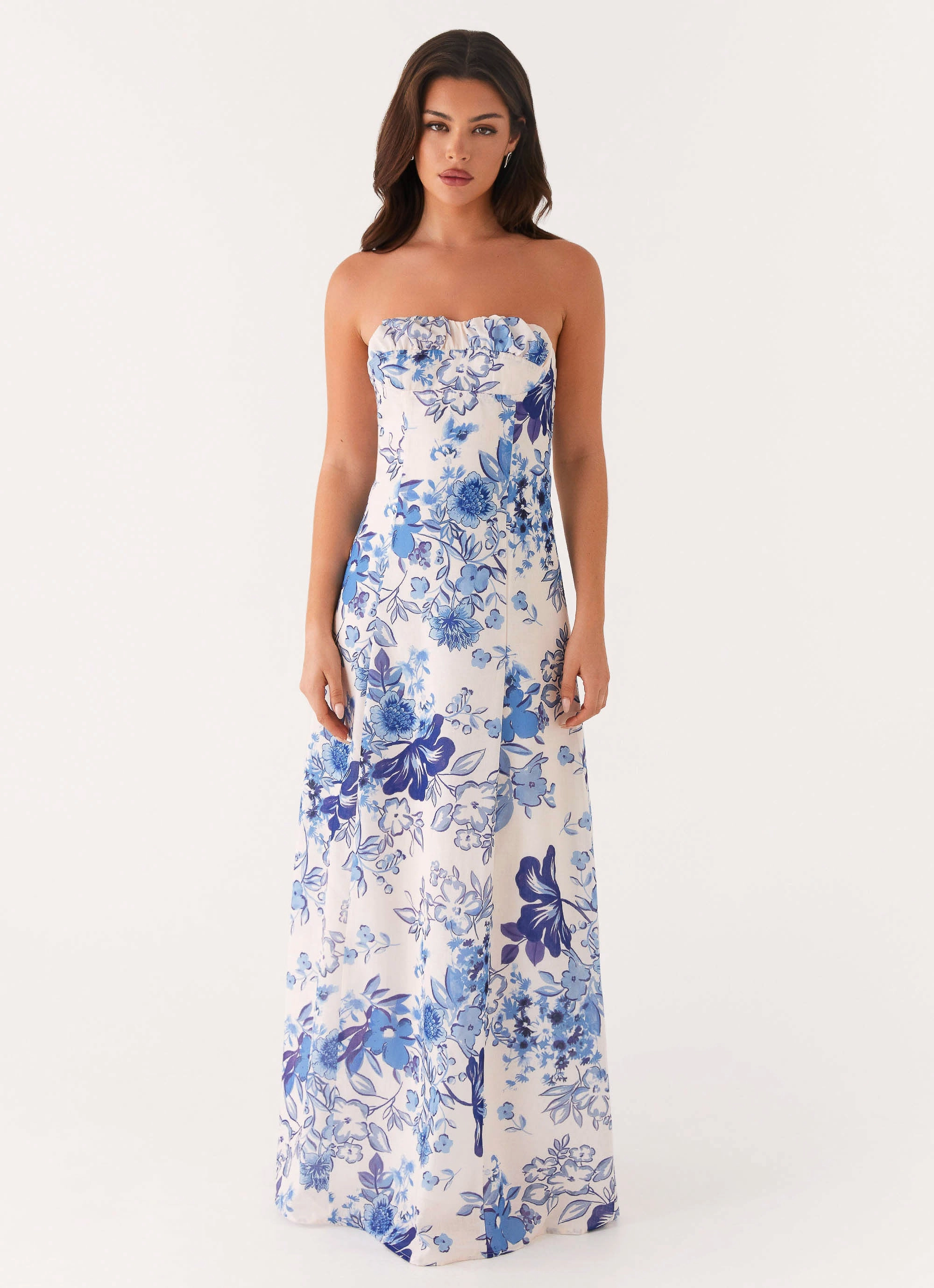 Tayla Linen Maxi Dress - Serene Sky Floral