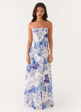 Tayla Linen Maxi Dress - Serene Sky Floral