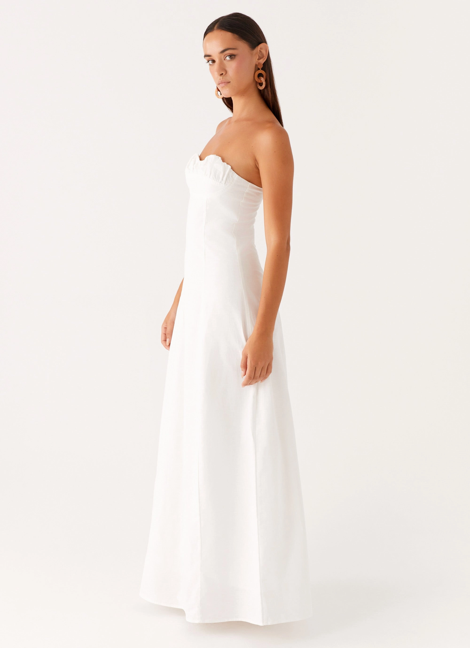 Tayla Linen Maxi Dress - White