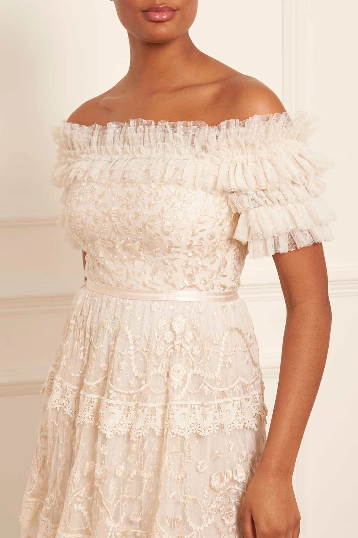 Grace Flow Midsummer Lace Off-Shoulder Gown