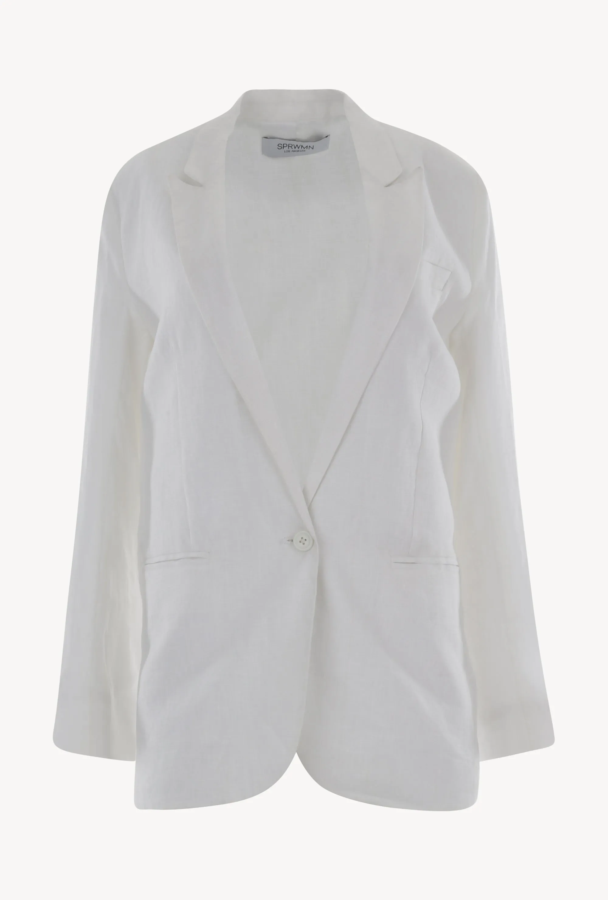 White Linen Blazer Anti Pilling Fabric Flatlock stitching