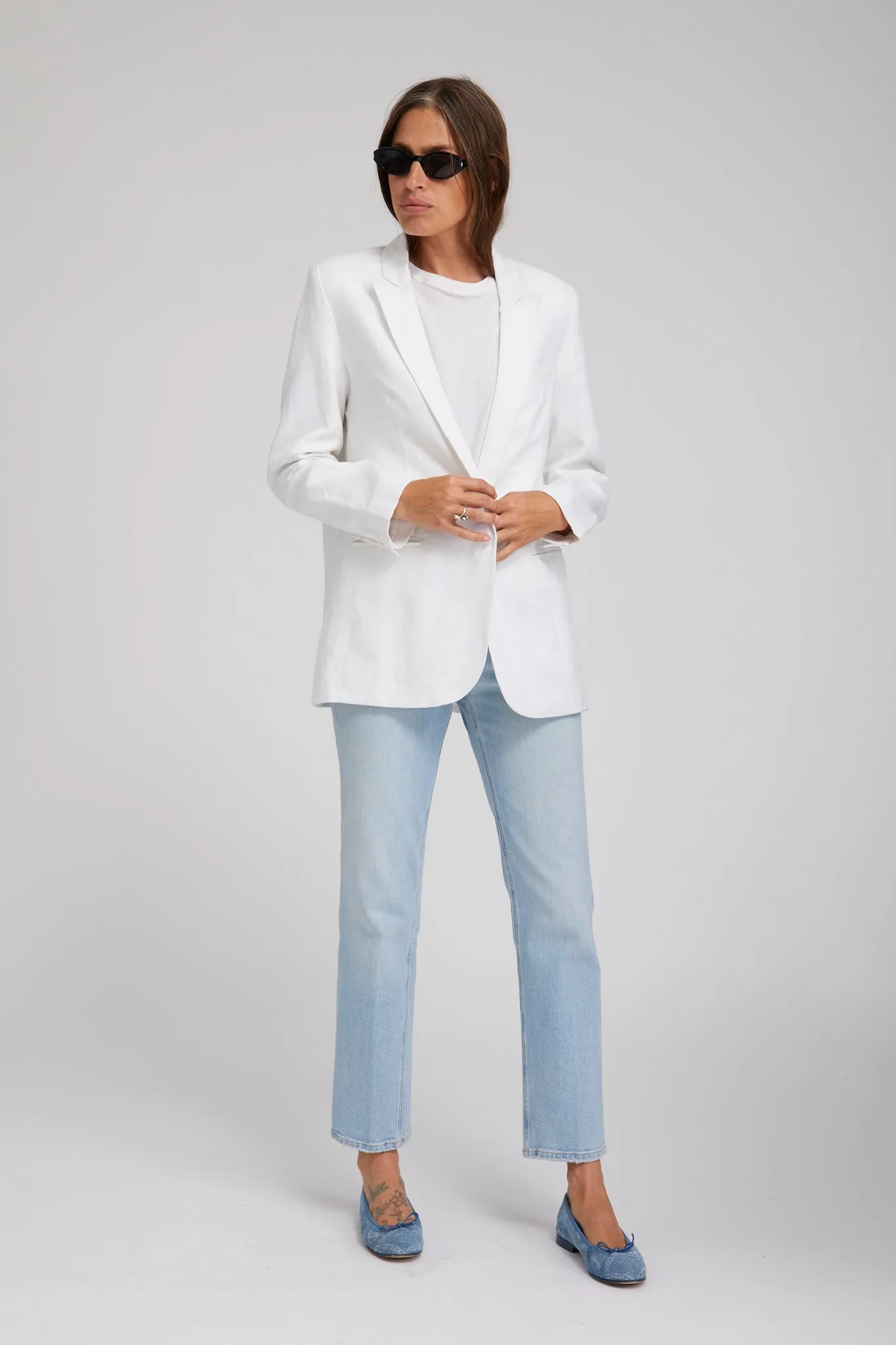 White Linen Blazer Weekend Casual Fit