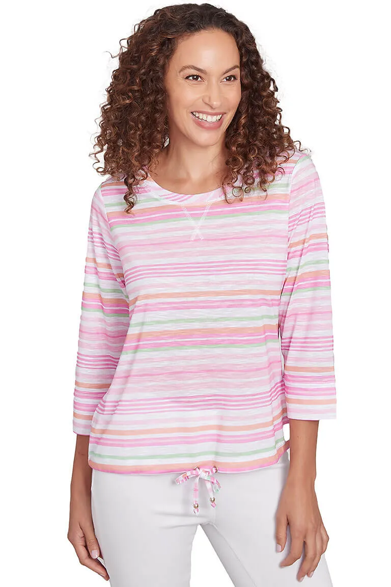 I Pink I Can Striped Blouson Top ReinforcedShoulders Adjustable Fit System
