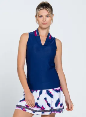 Tee Up Tank SlubTexture Sandwich Mesh Panel Structure