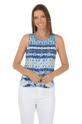 Ikat Stripe Twist-Front Tank MultiDirectionalStretch Retro design