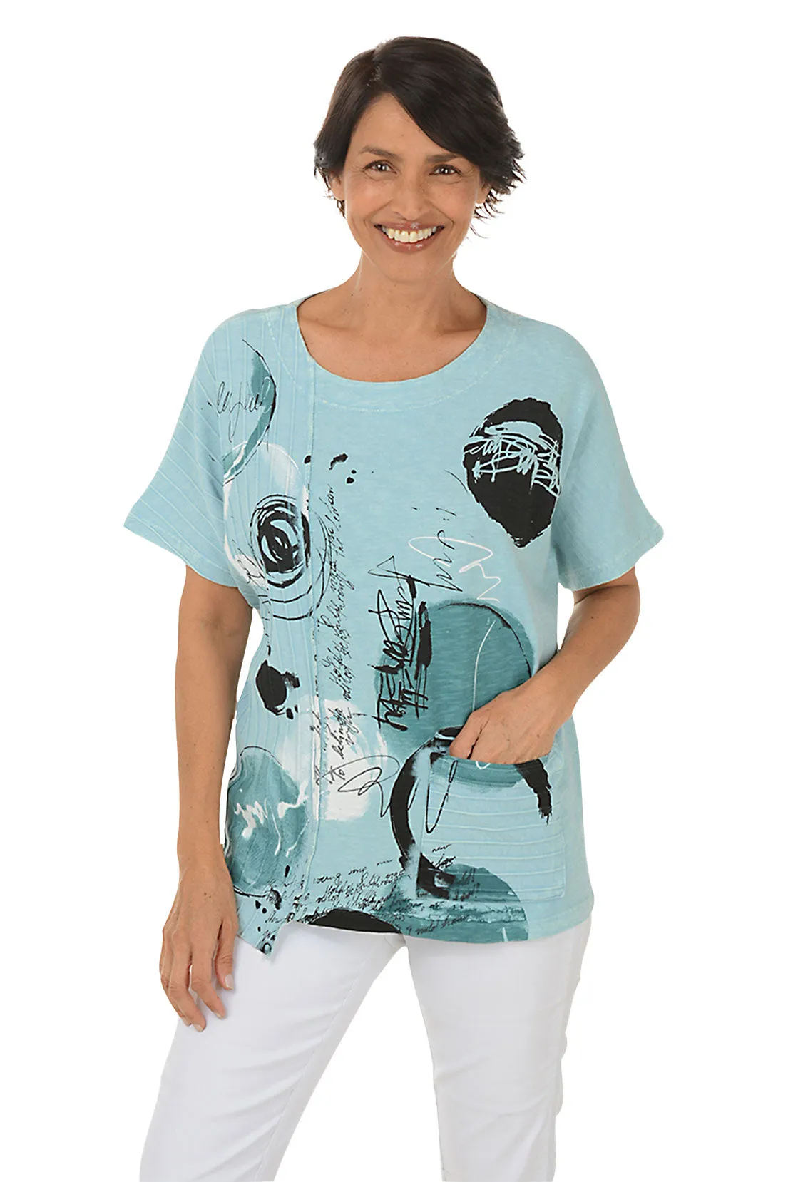 NonPill Surface Treatment Tempo Ribbed Pocket Short Sleeve Top