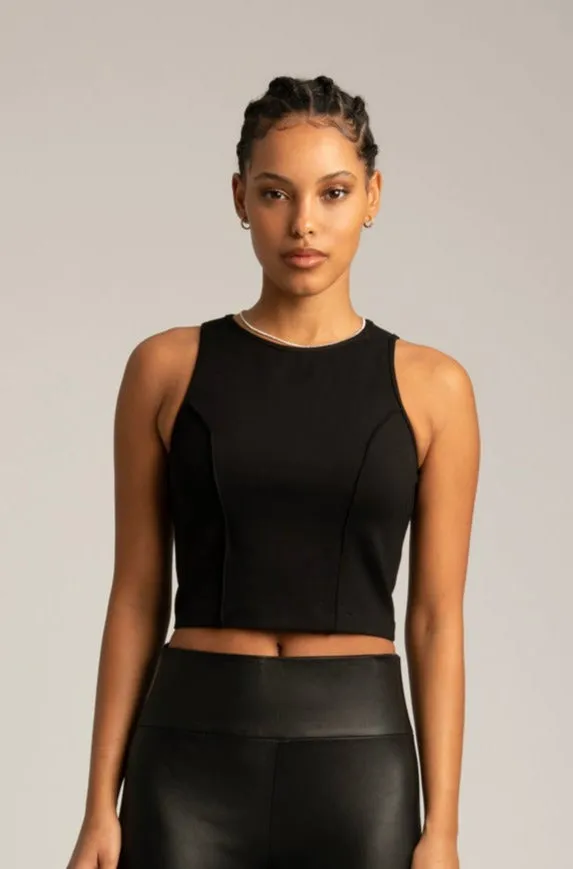 Black Audrey Pintuck Top QuickReleaseFastenings Layered Shoulder