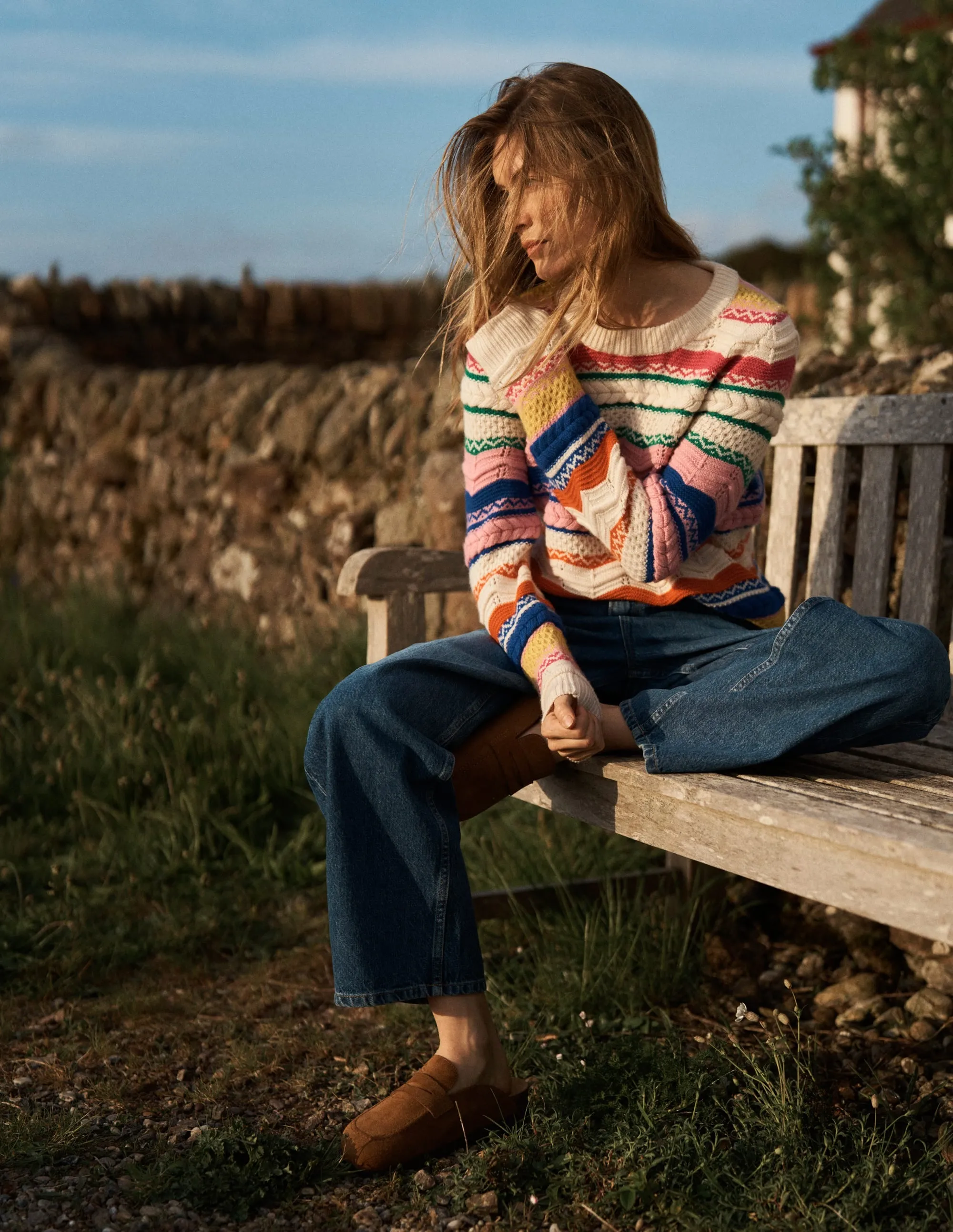 Neutral Style Textured Fair Isle Jumper-Multi