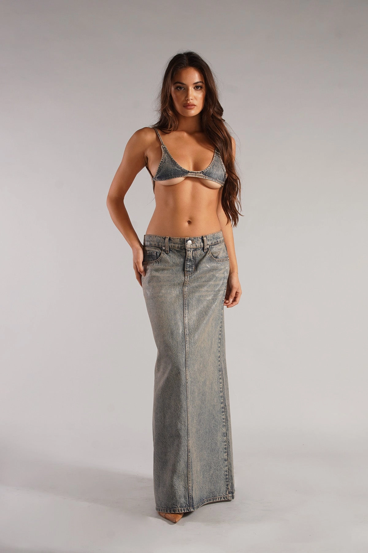 smooth zipper Artistic Influence THE GLOW SKIRT / LIQUID BLUE