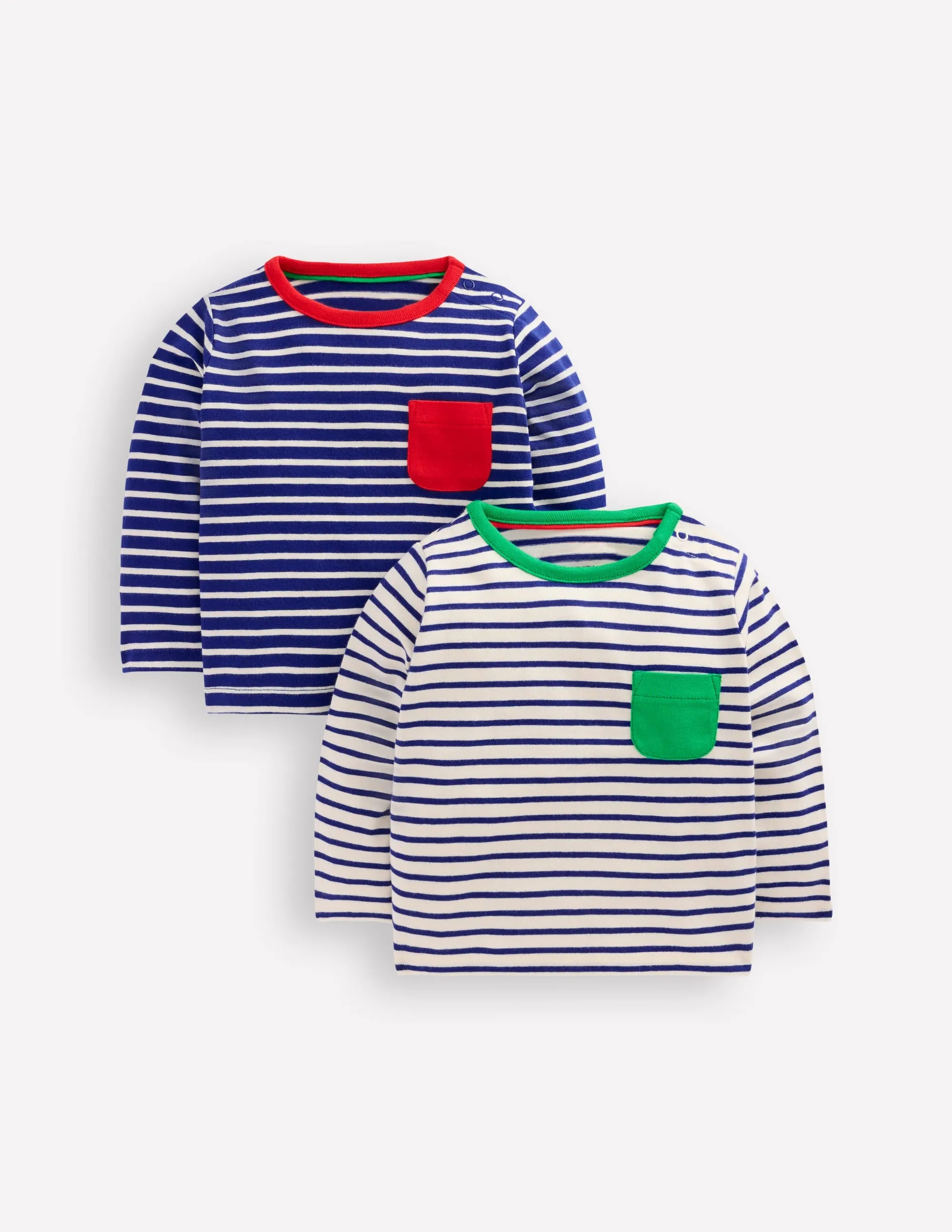Twin Pack T-shirt-Blue/White Stripe Cozy Knit FrictionResistant Fabric