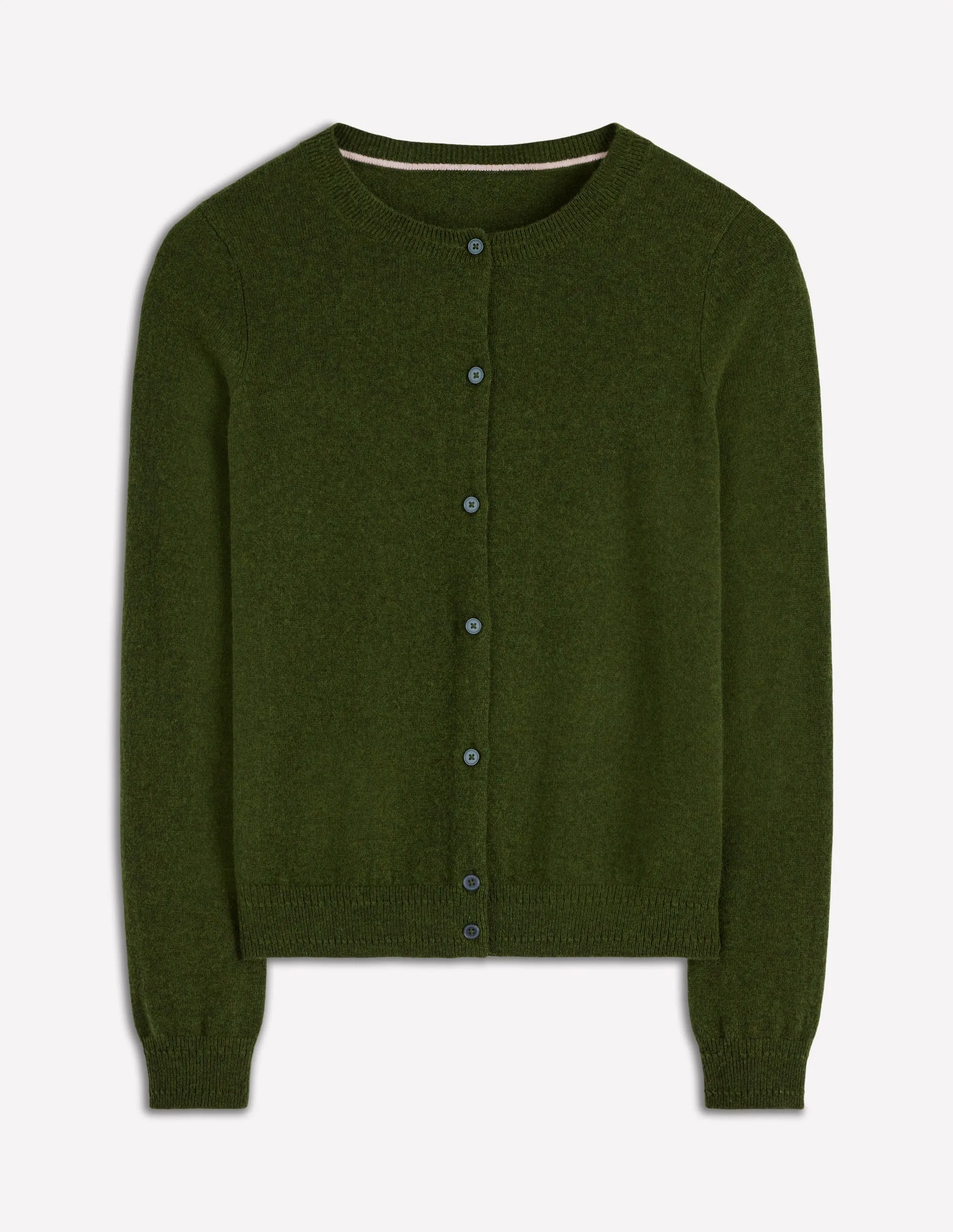 Eva Cashmere Crew Cardigan-Leaf Green Melange Heat Retention Technology Breathable Mesh Paneling
