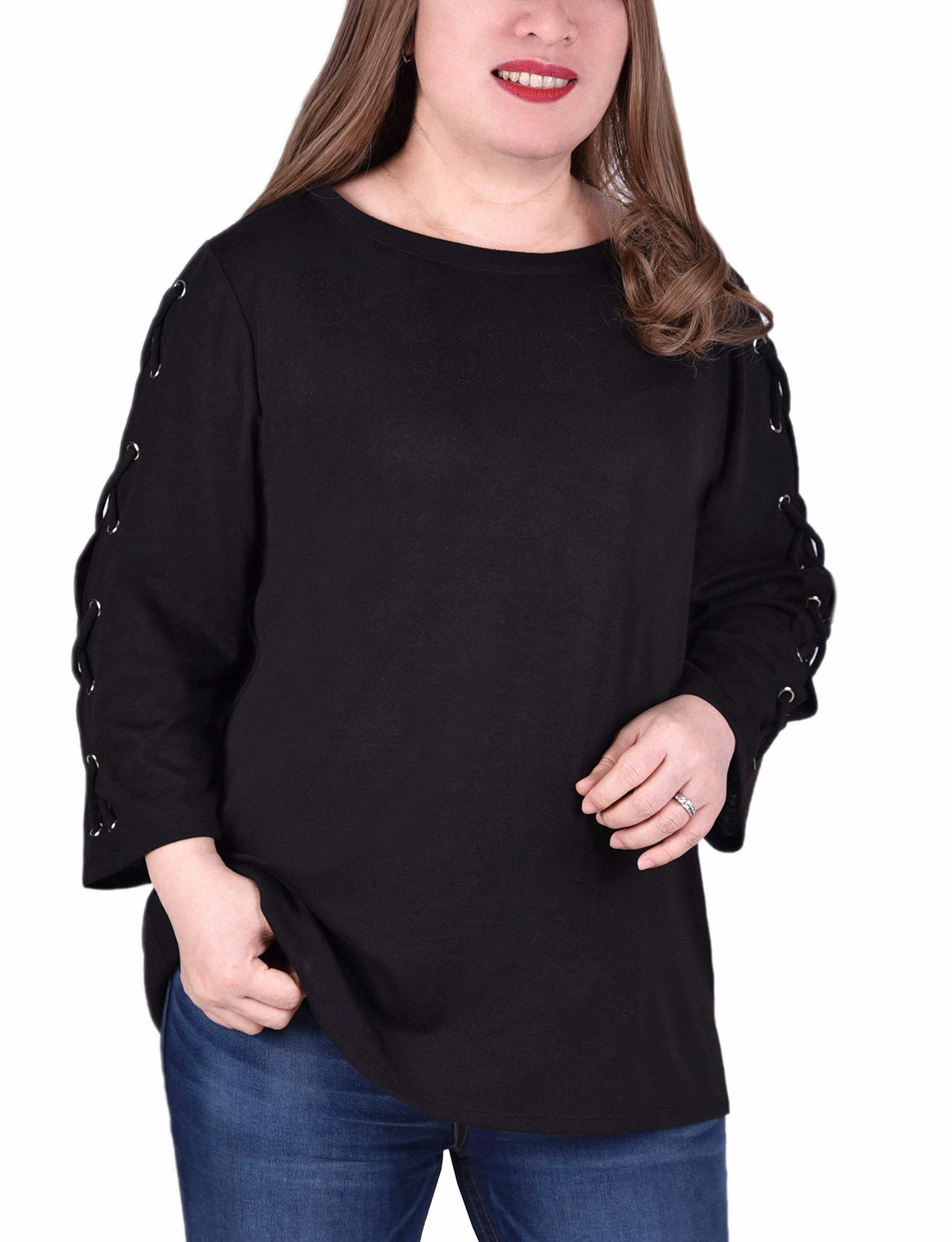 Fun Design Casual Tank Plus Size Laced Sleeve Top