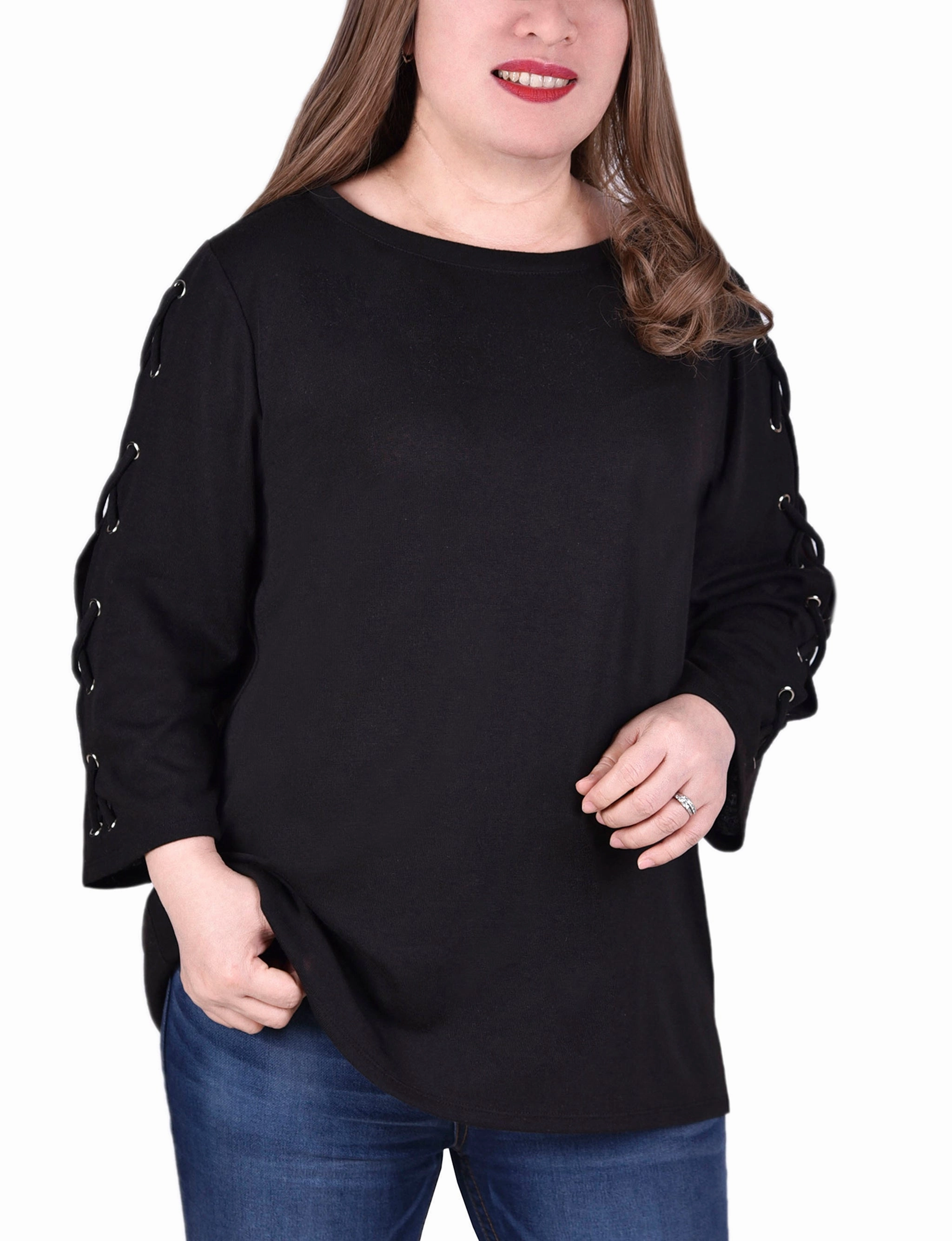 Anti Static Treatment Plus Size Laced Sleeve Top