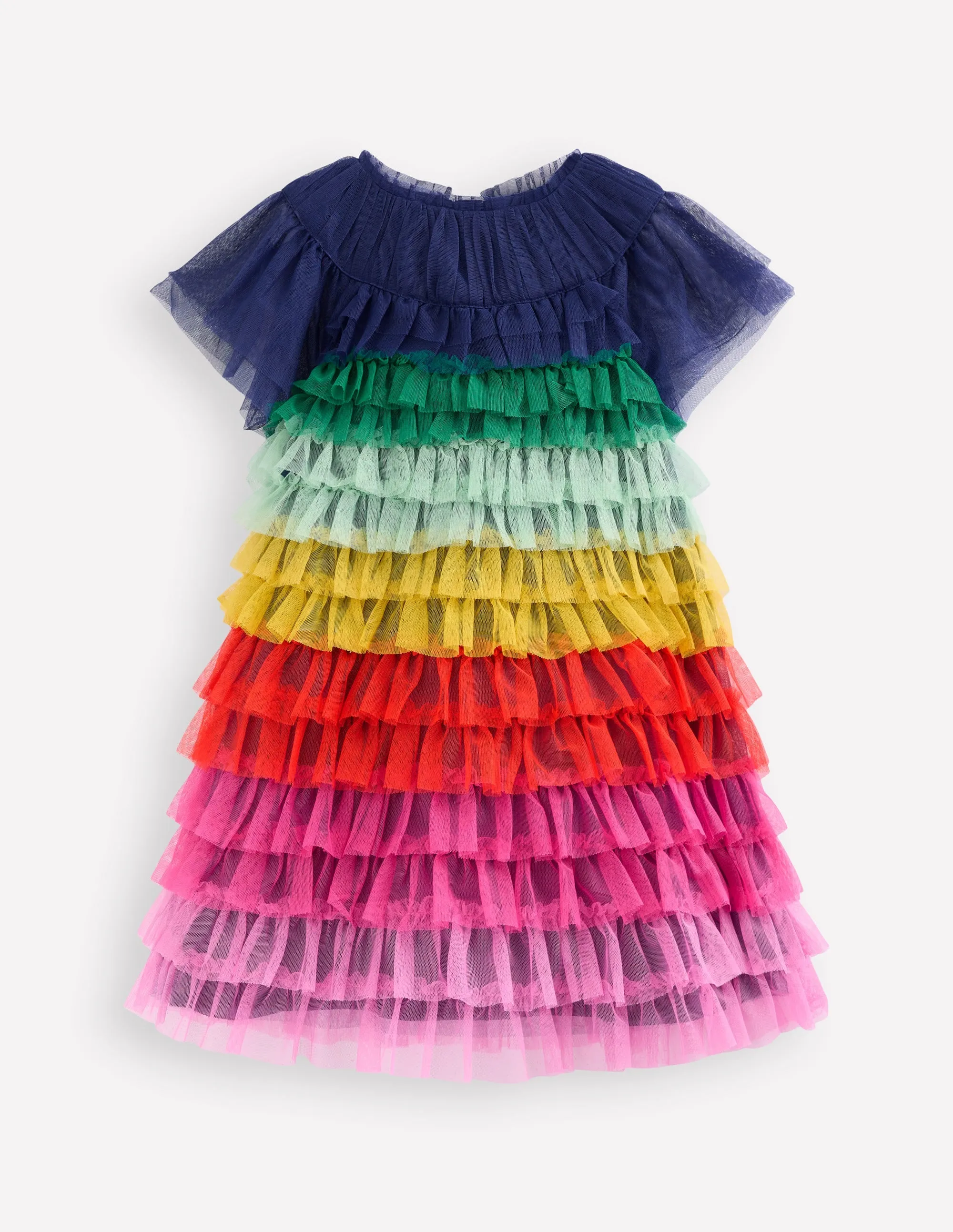 Tiered Tulle Dress-Rainbow Multi Seasonal Essential Cozy Base