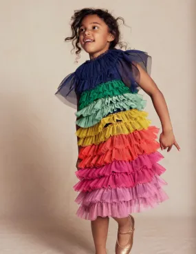 Tiered Tulle Dress-Rainbow Multi Daily Mood Free Shape