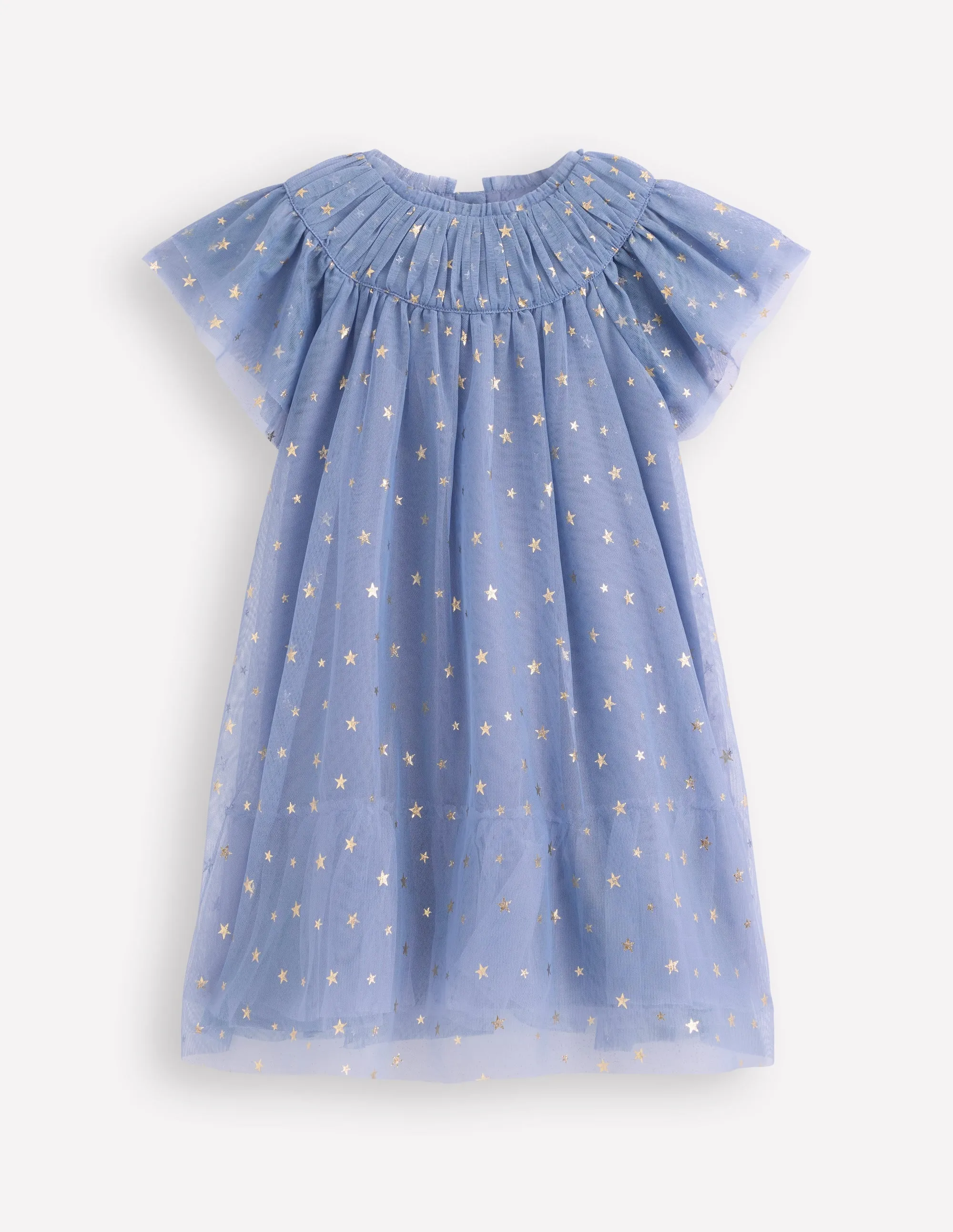 Minimalist Style City Friendly Tiered Tulle Dress-Stormbolt Blue