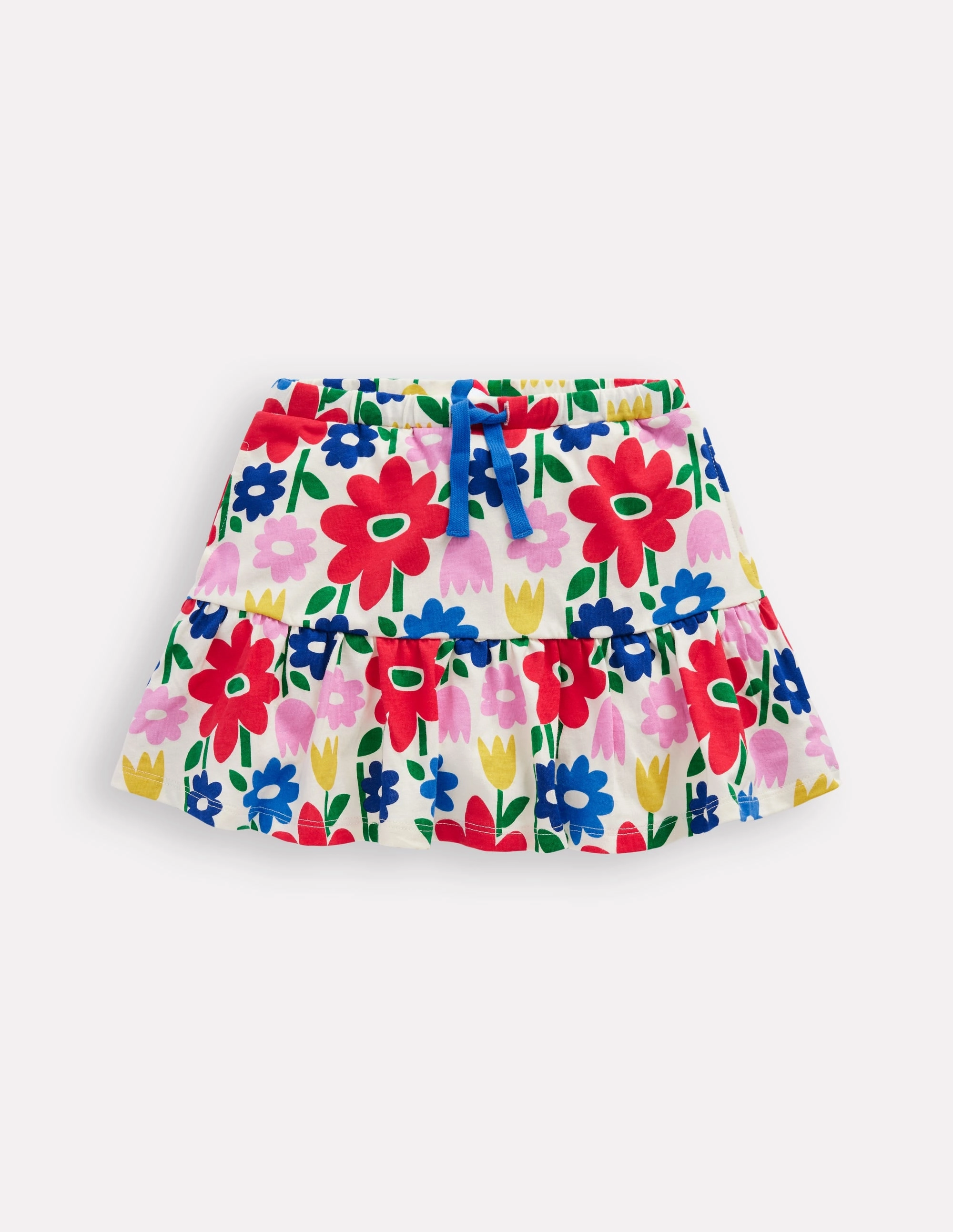 Bold Details Tiered Jersey Skort-Multi Pop Flower
